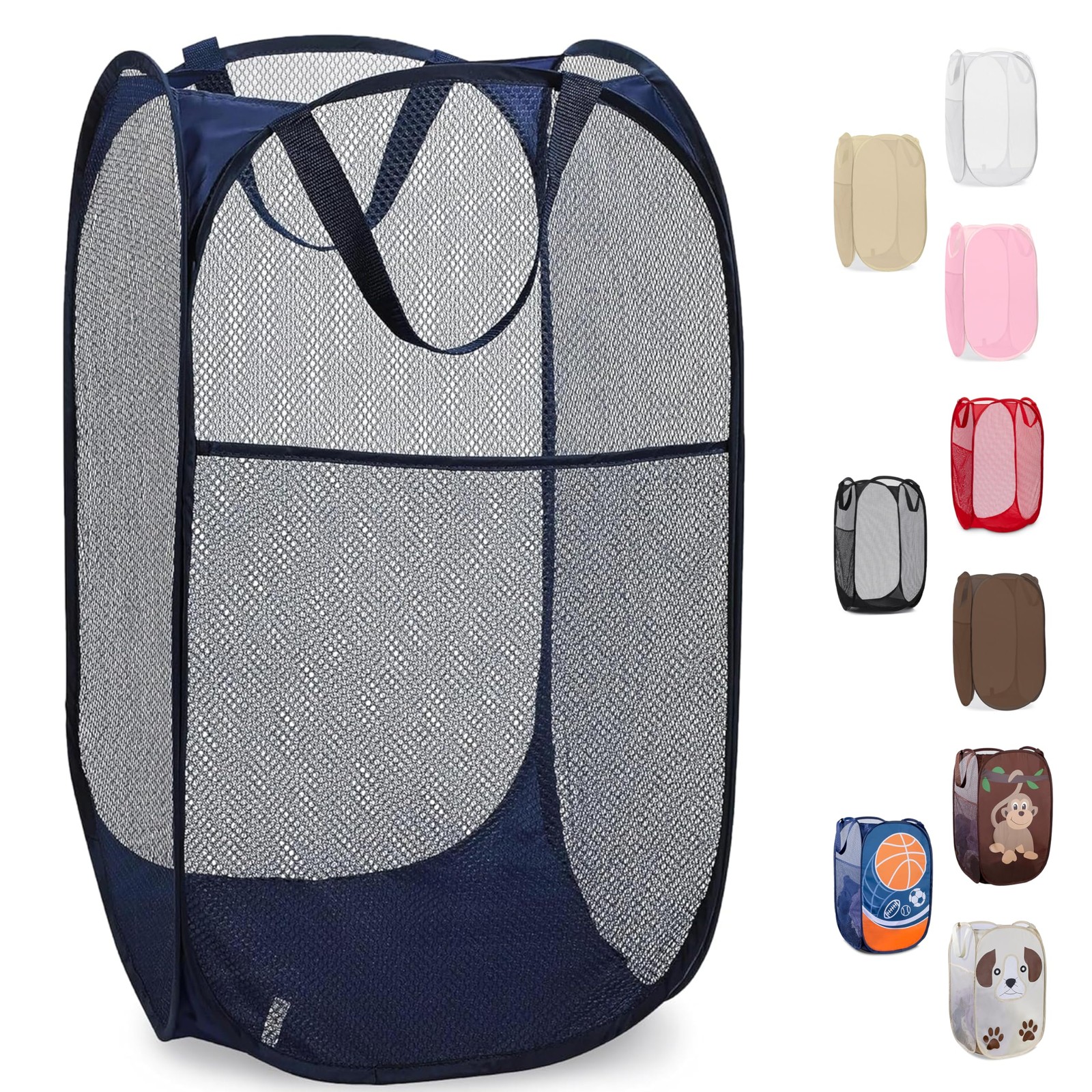 Collapsible Mesh Foldable Hamper 14″ x 14′ x 24″ Navy Blue