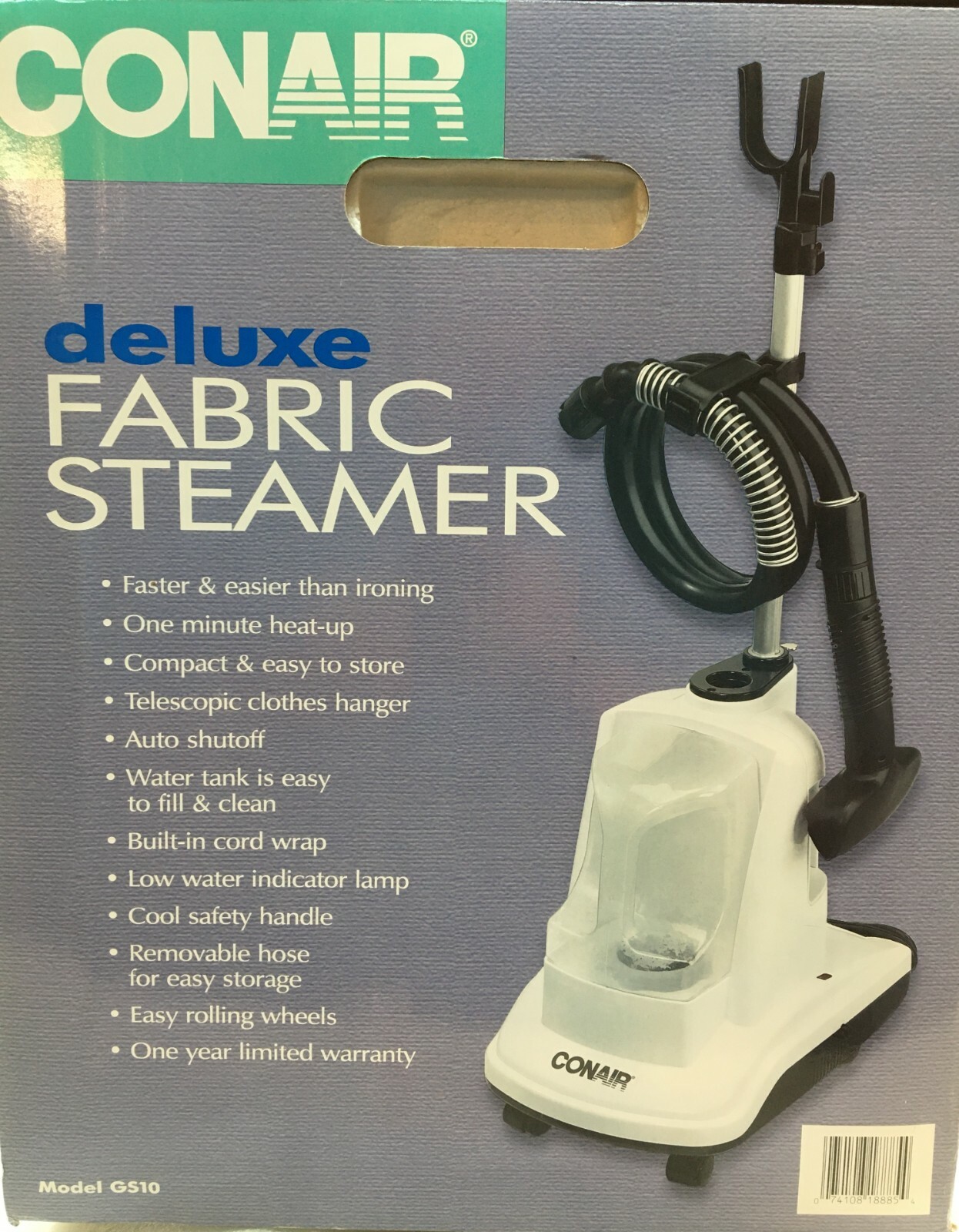 New Conair GS10 Deluxe Fabric Steamer w/Telescopic Pole 1300W Clothes Drapes