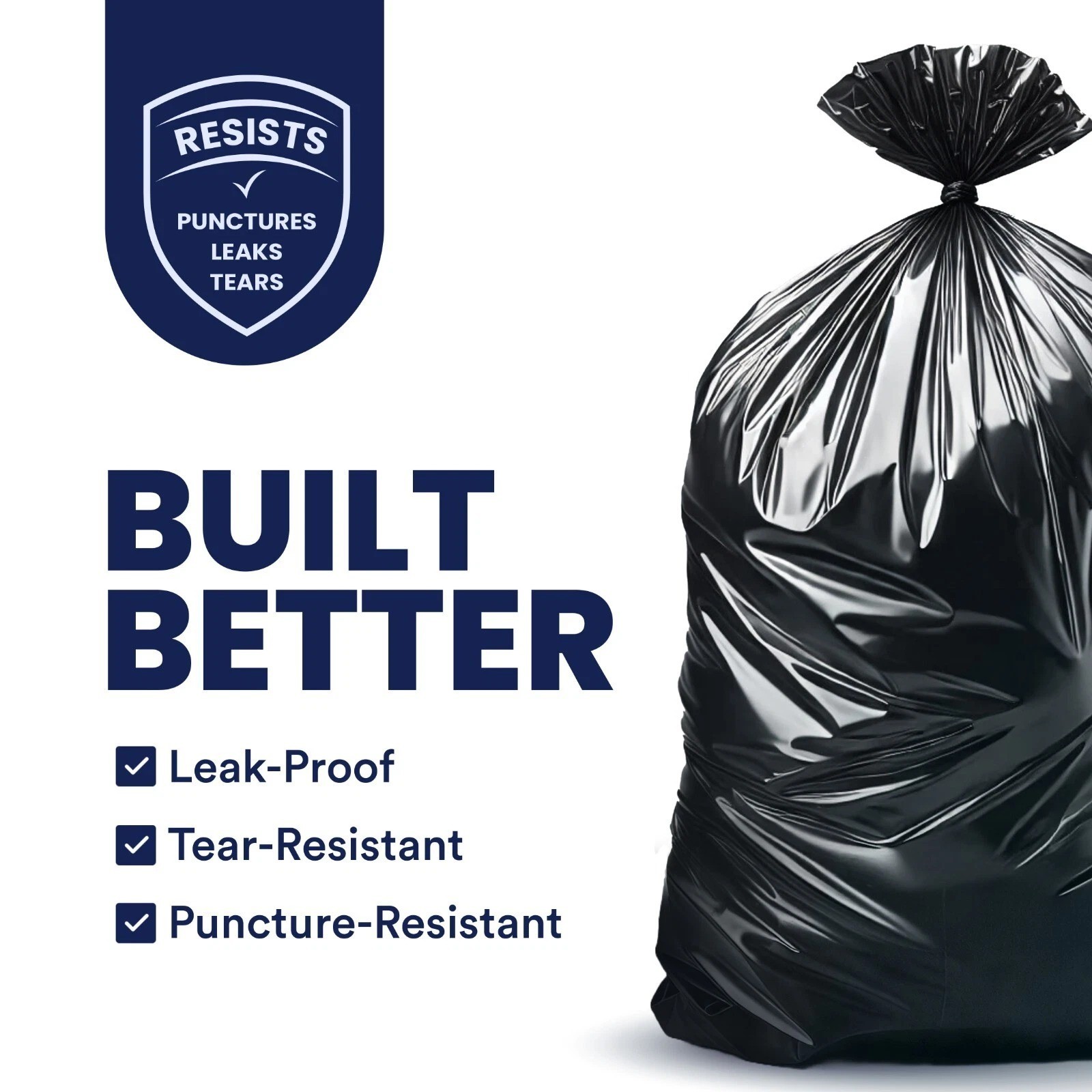 Plasticplace 55-60 Gallon Trash Bags, 1.0 Mil – Black, Case of 100