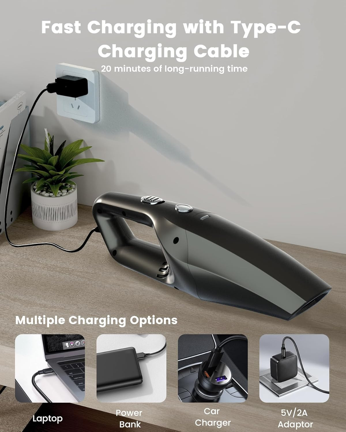 Handheld Vacuum Cordless, Car Vacuums Powerful with Rechargeable Battery, Portab