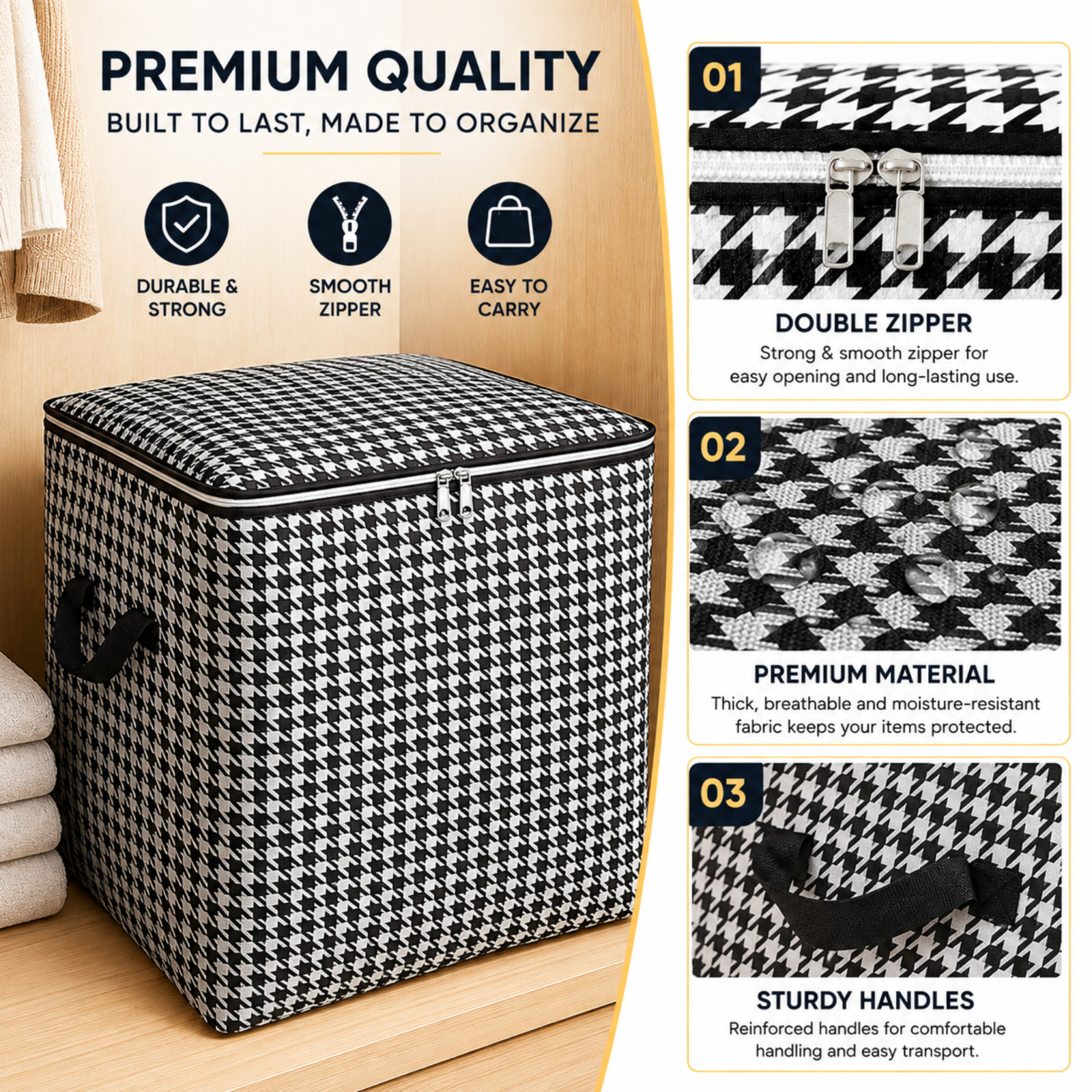 Extra Large Storage Bag Heavy Duty Zipper Handles Clothes Bedding Comforter
