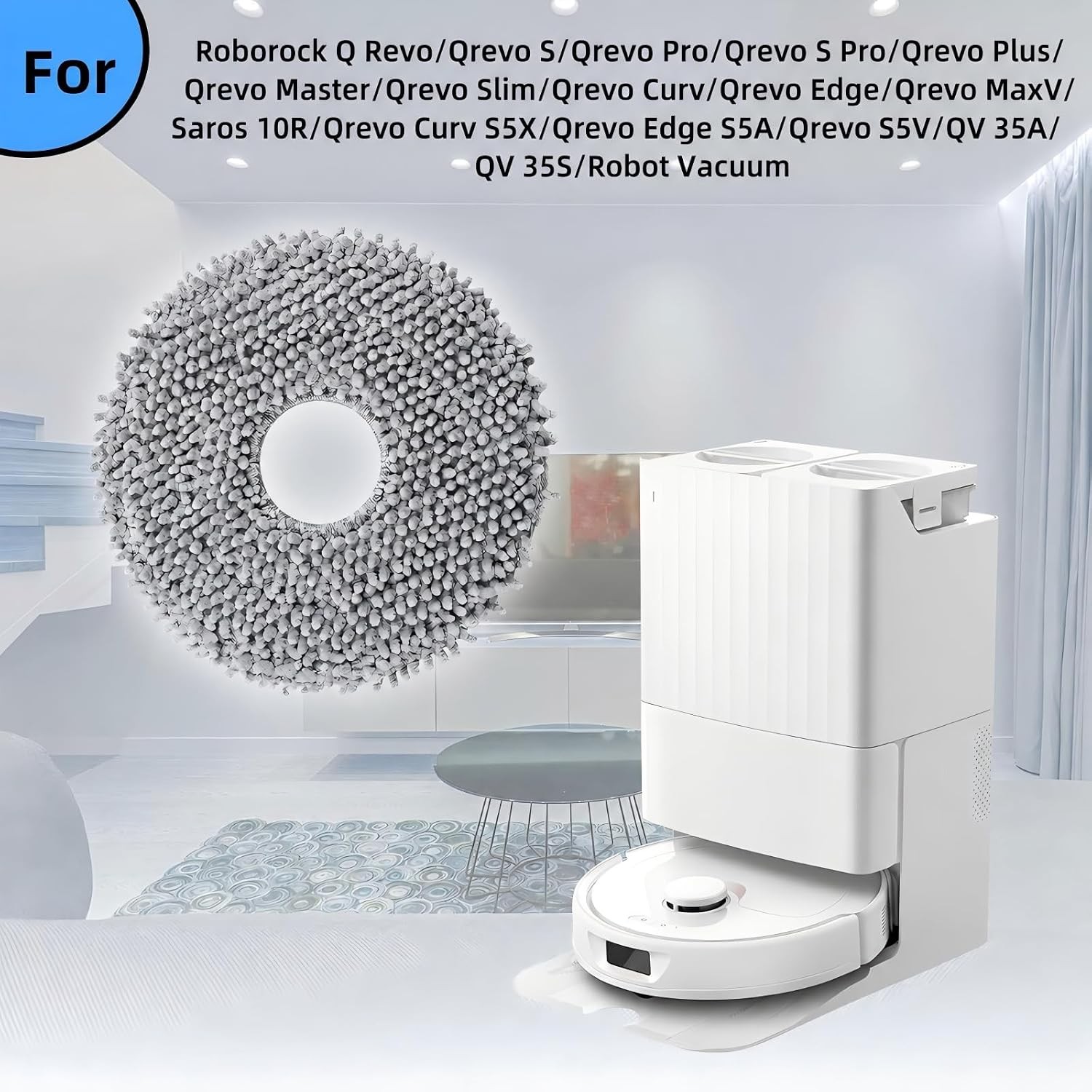 8 Pack Mop Pads for Roborock QV 35A/35S/Qrevo S5V/S Pro/Saros 10R Vacuum | for