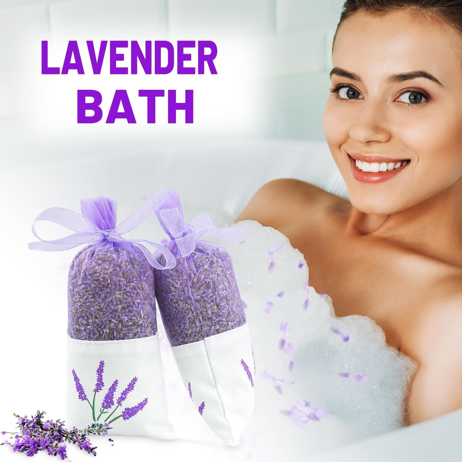 8 Packs Lavender Sachet Bags for Drawers and Closets, Long-Lasting Lavender S…