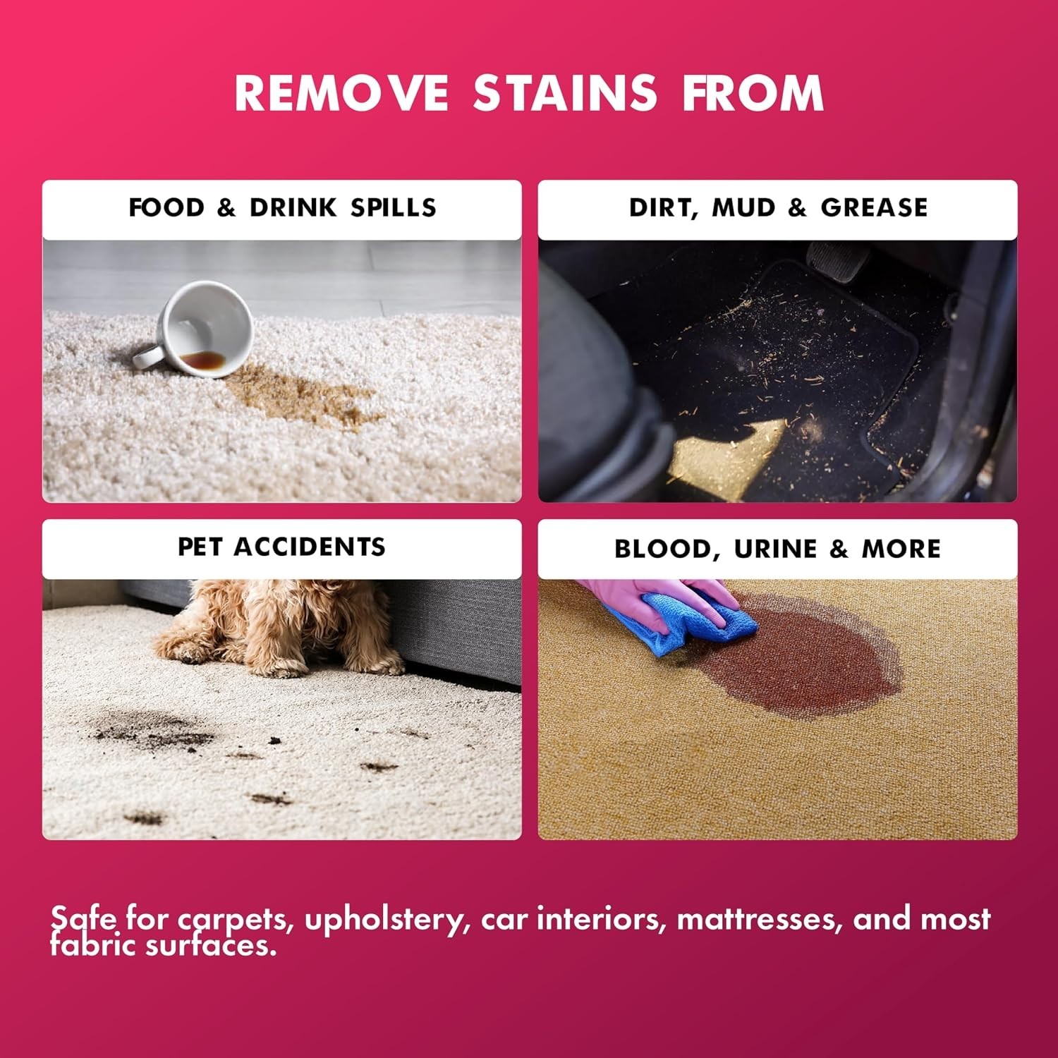 Carpet Spot & Upholstery Stain Remover – Fast Acting, Powerful Cleaner for Oi…