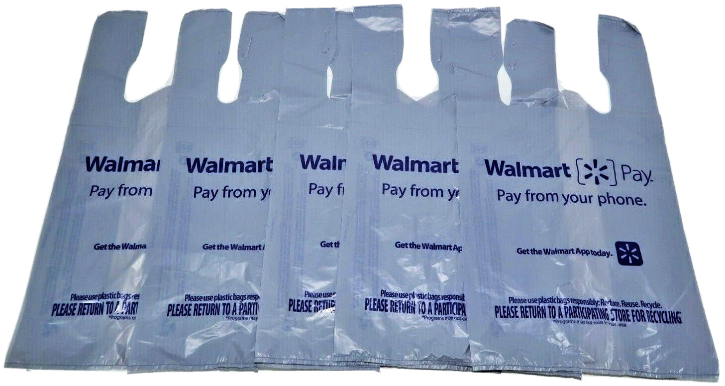 10 Walmart Plastic Grocery Bags Single Use Clean Folded Art Crafts Trash Bag 💥