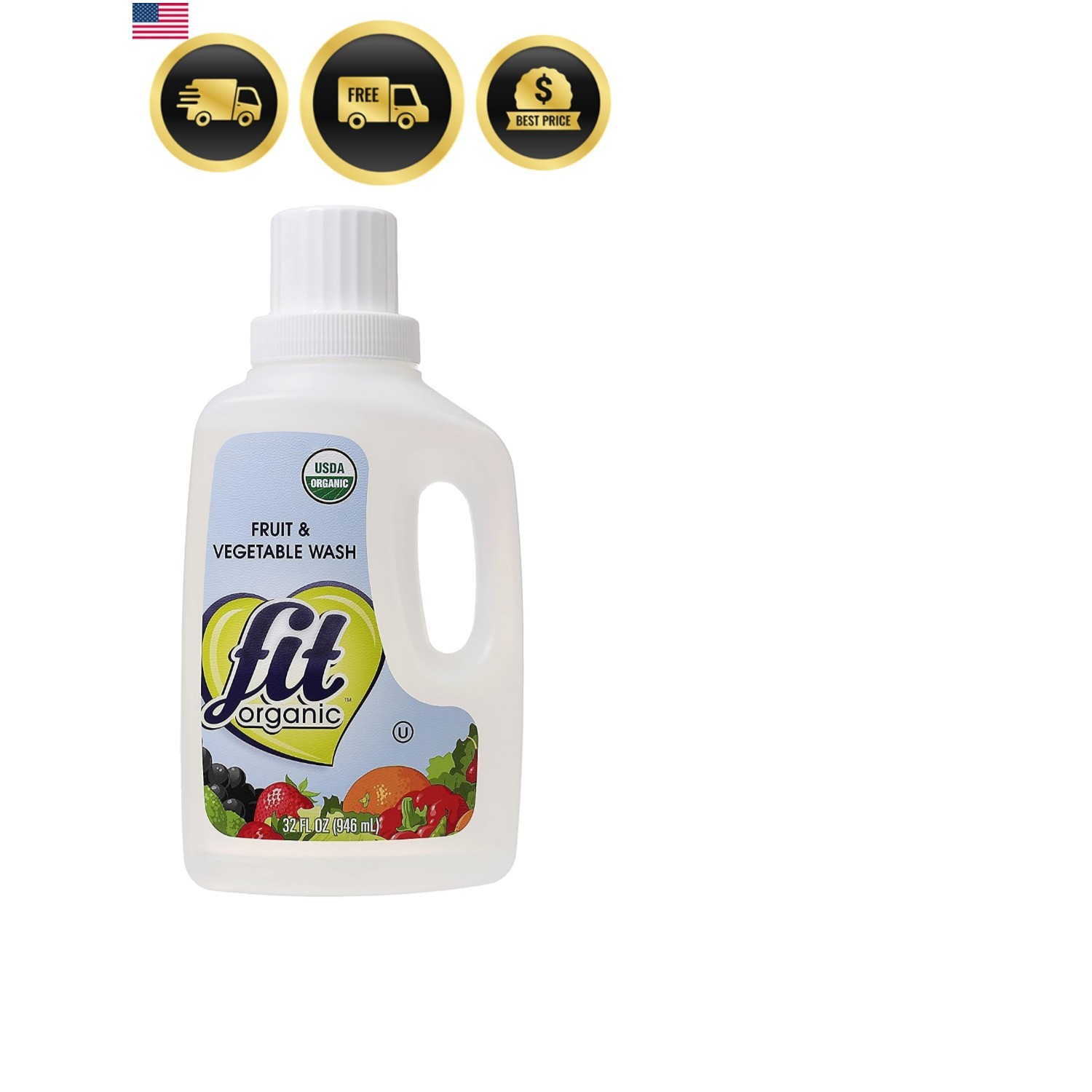 32 Oz Soaker Produce Wash, Fruit and Vegetable Wash and Pesticide/Wax Remover