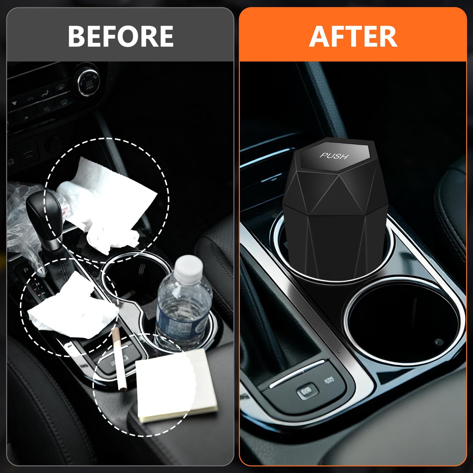 Car Trash Can with Lid – 2-Pack, Interior Accessories for Vehicles, Leakproof…