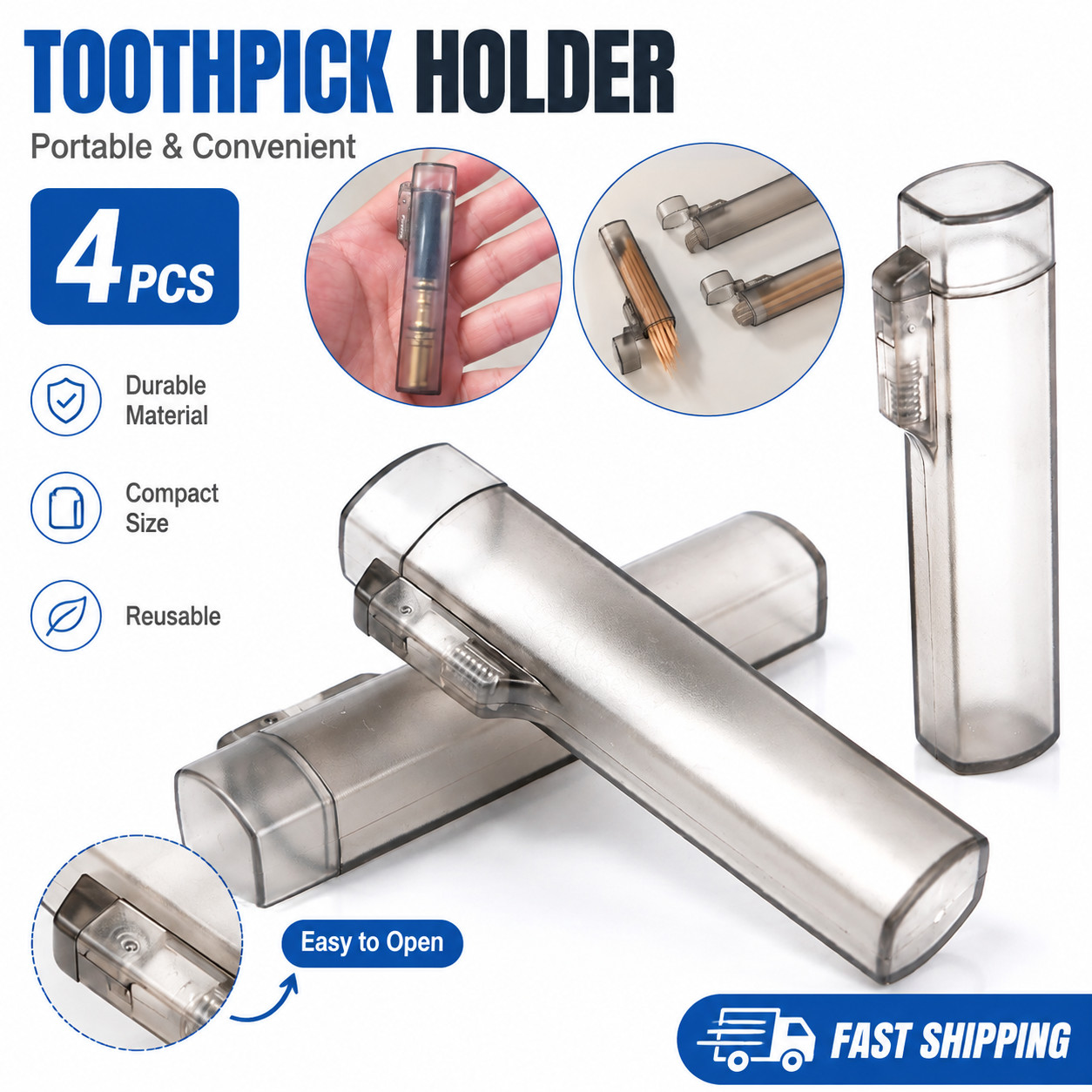 4X Portable Case Storage Box Tube for Cotton Swabs Toothpicks Filter Accessories