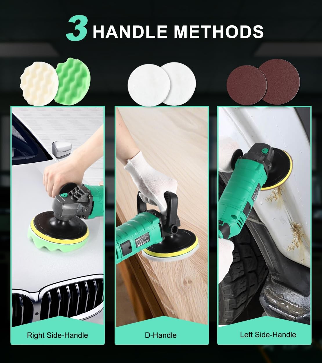 1600W 7 Inch Car Buffer Polisher Kit with 7 Speeds, UltraLong Cord, Copper