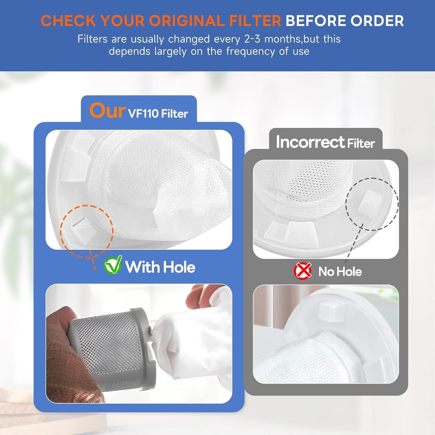 10 Pk VF110 Cordless Vacuum Filters For Black & Decker CHV1410L – 90558113-01
