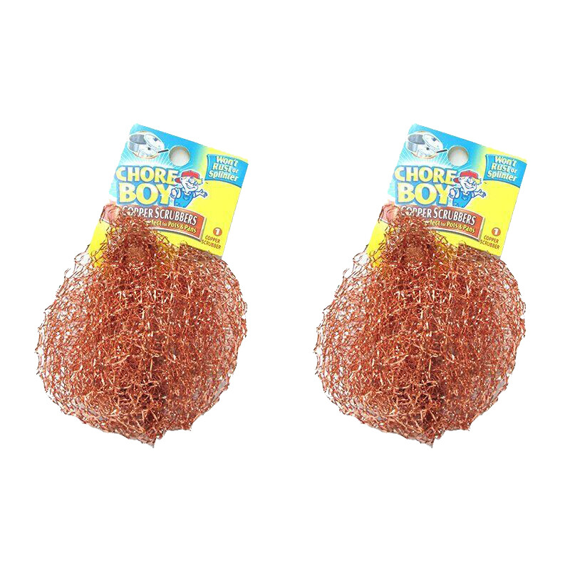 2 Pcs Chore Boy Copper Scrubbers, Rust Free Perfect for Pots and Pans!
