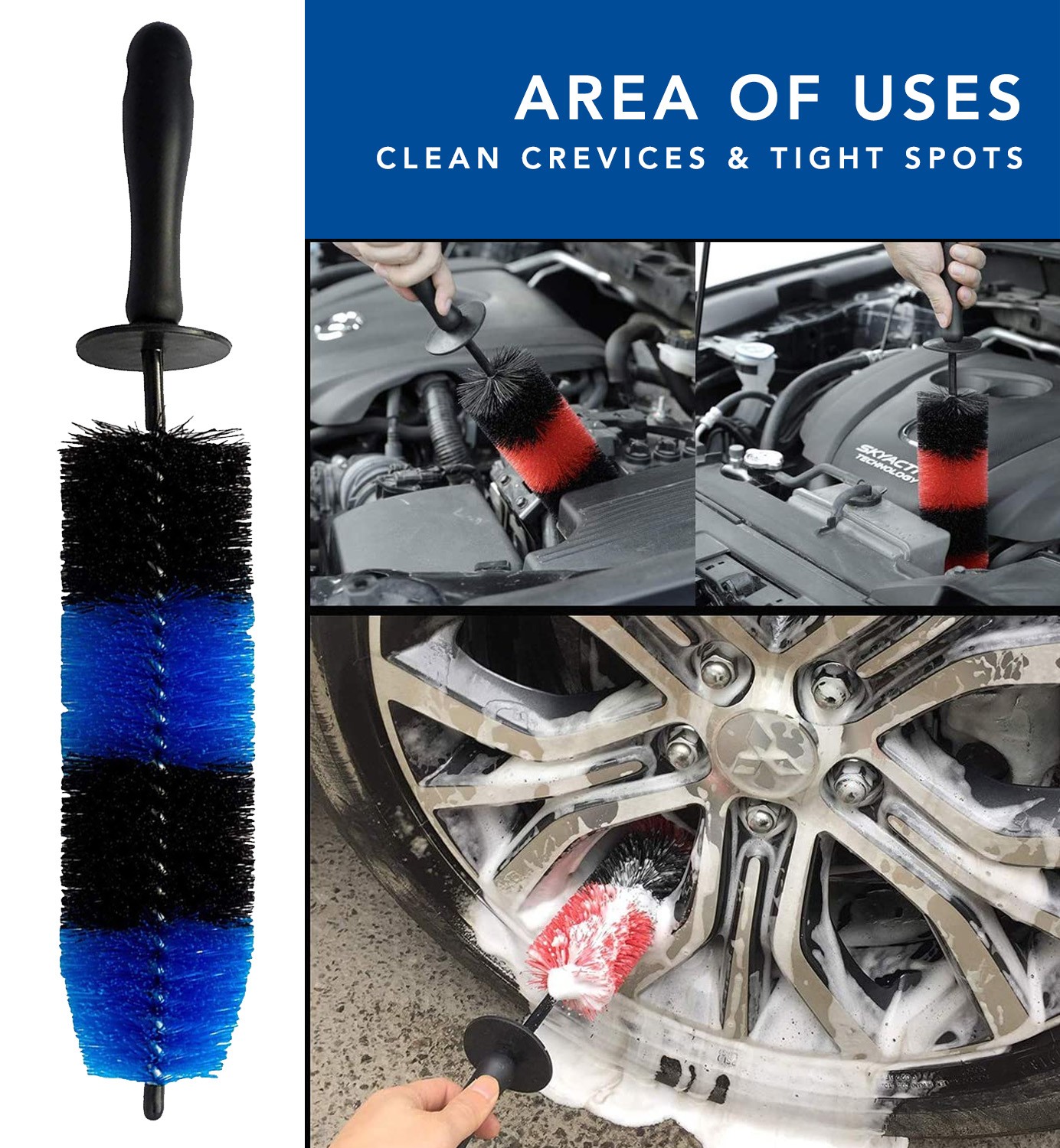 MaximalPower 18’’ Wheel Brush for Car Wheel Rim Detailing Brush Car Barrel Tire