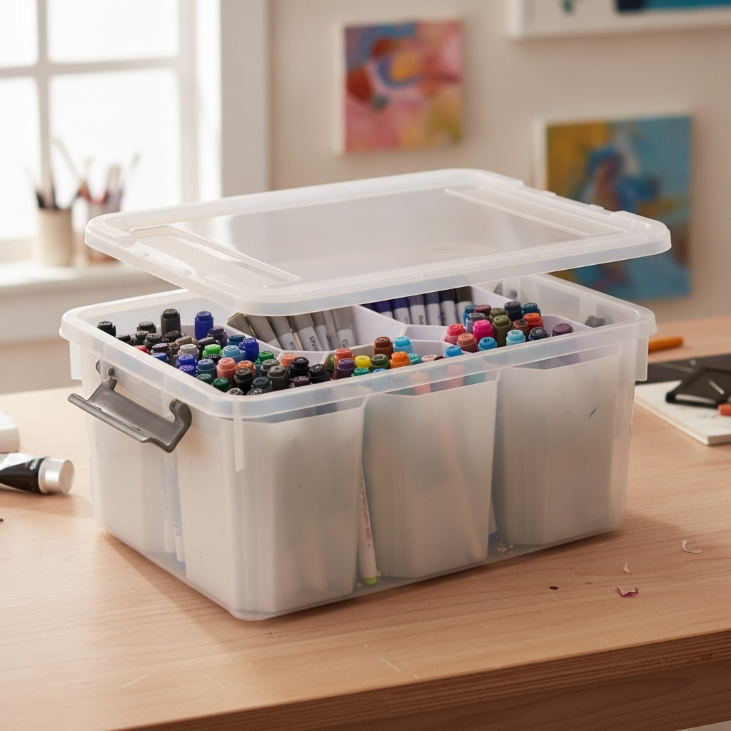 17 QT Stackable Plastic Storage Bin with Lift-Off Lid – Organize Tools & Crafts