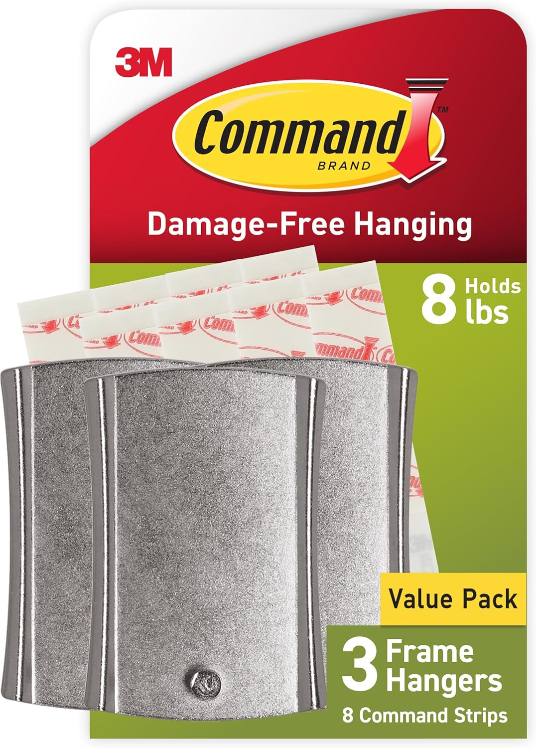 Command 8 Lb Jumbo Universal Picture Hanger, 3 Frame Hangers and 8 Command Strip