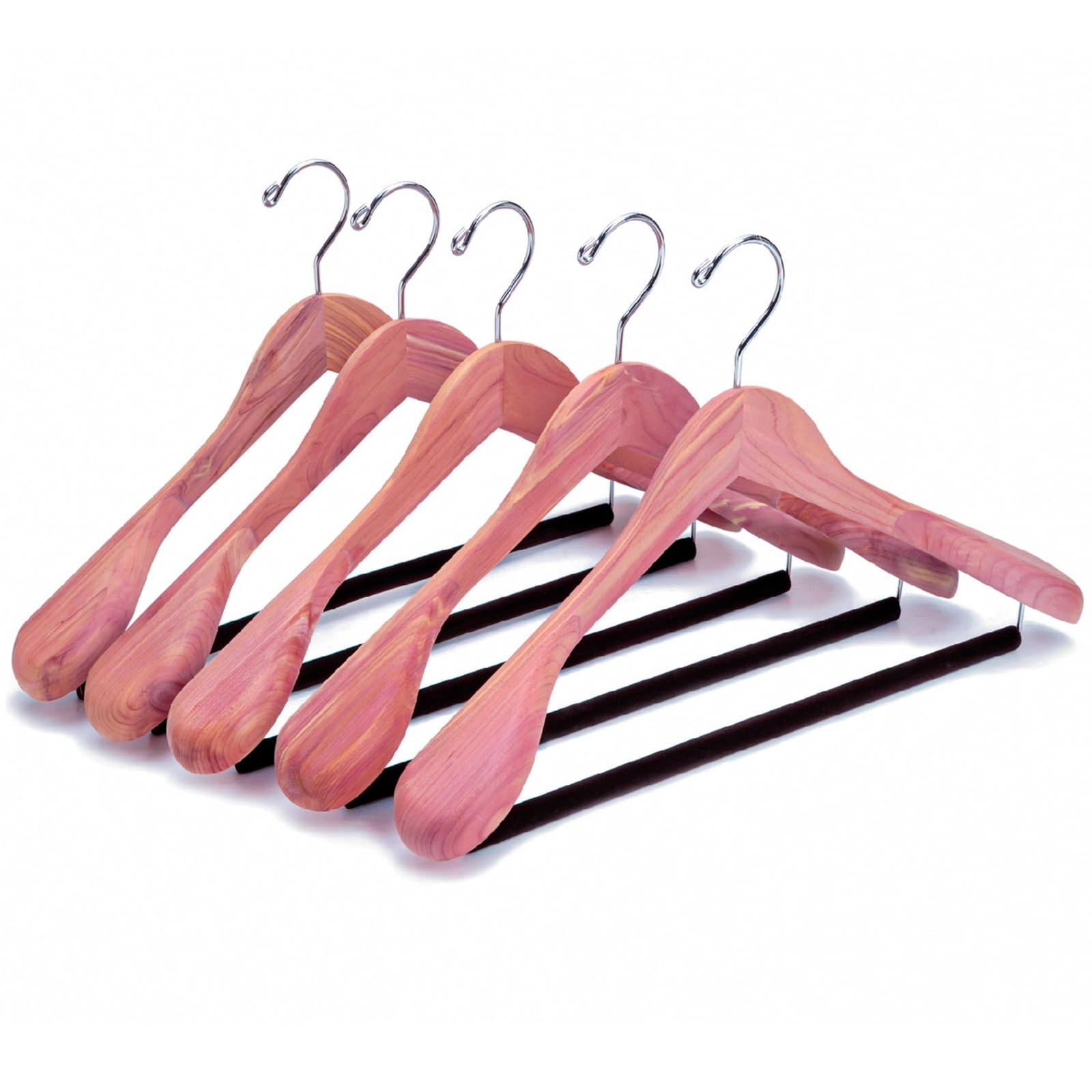 5 Pack American Red Cedar Wood Coat Suit Hangers With Extra Wide Shoulder Wooden