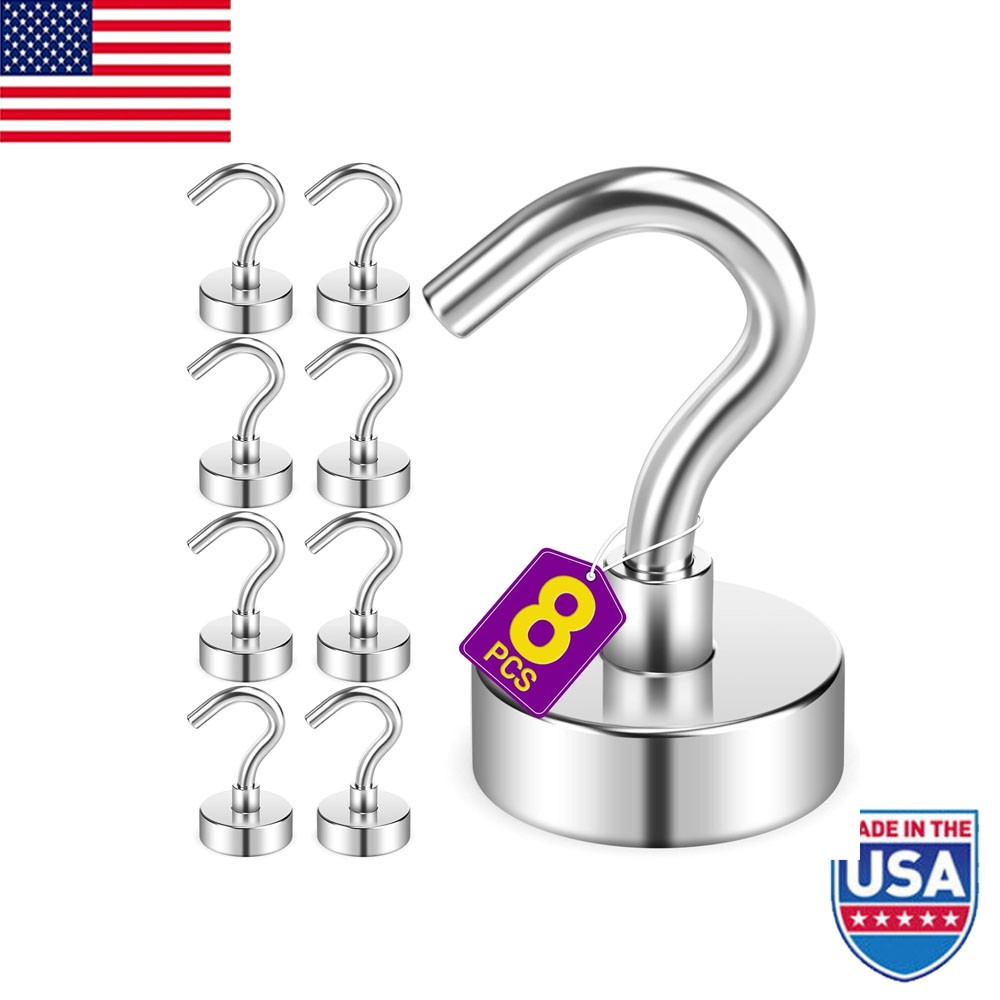 8 Pack Magnetic Hooks for Cruise Cabins 25 LB Neodymium Magnets with Hooks
