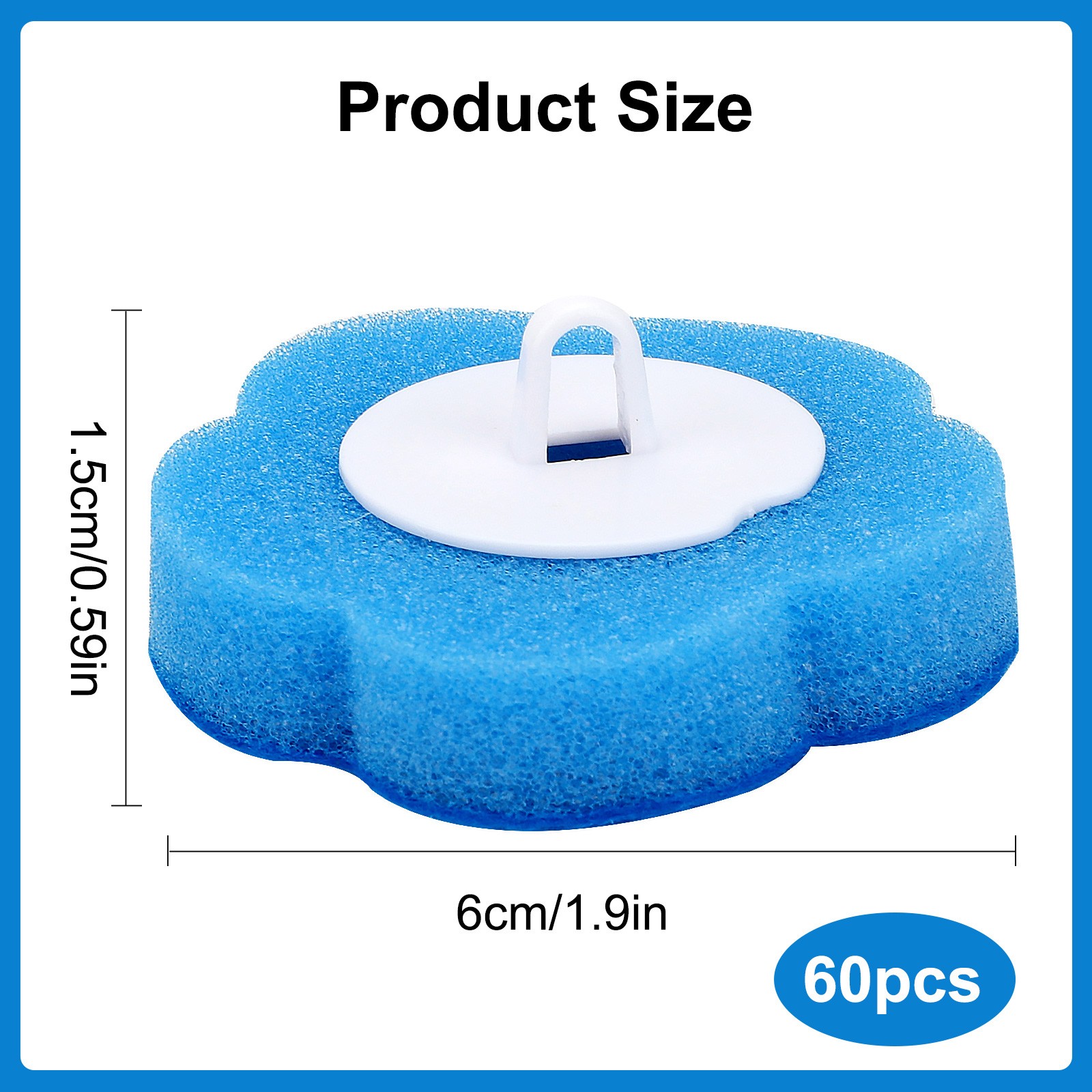 60x Disposable Toilet Brush Refills 3-Layer Sponge Cleaning Pads Compatible Wand