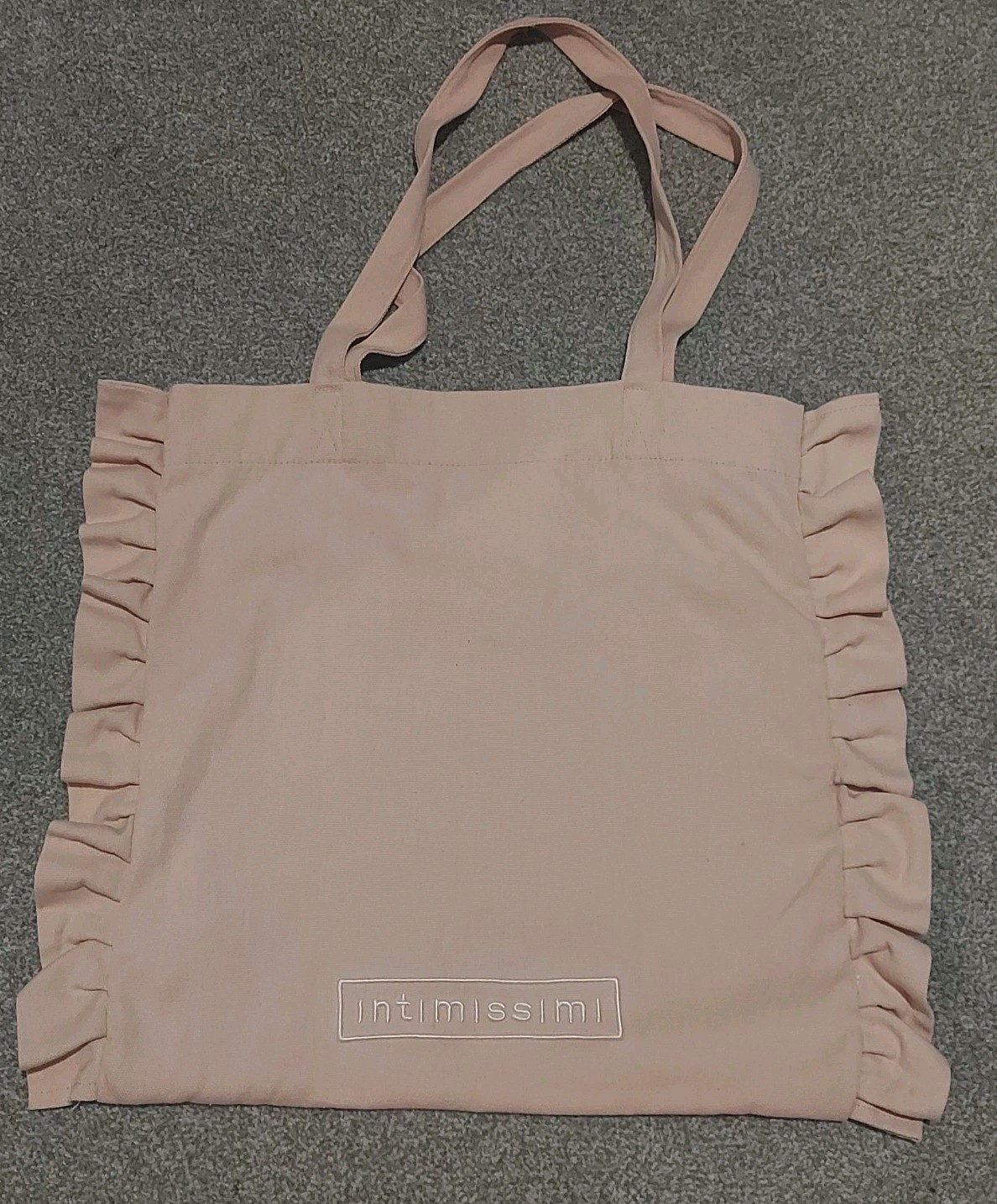 Intimissimi Pink Reusable Ruffle Side Tote Bag Cotton/Poly 56x39cm