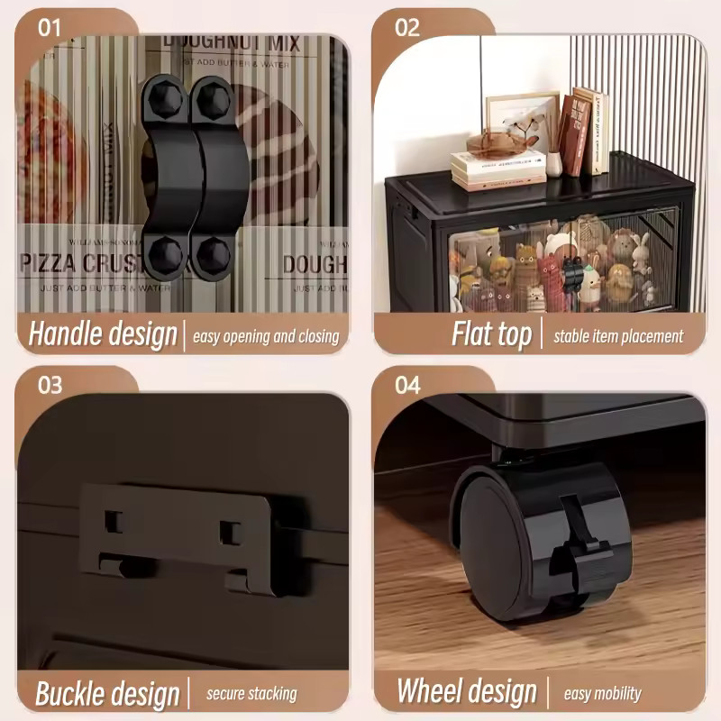 Foldable Storage Cabinet With Wheels Black NEW
