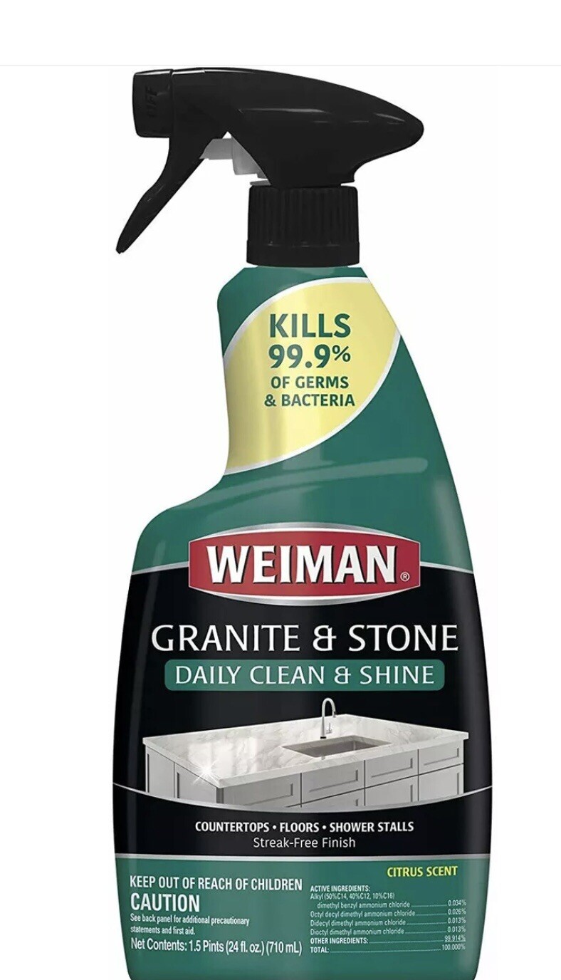 Weiman Disinfectant Granite and Stone Countertop Daily Cleaner Polish Spray 24oz