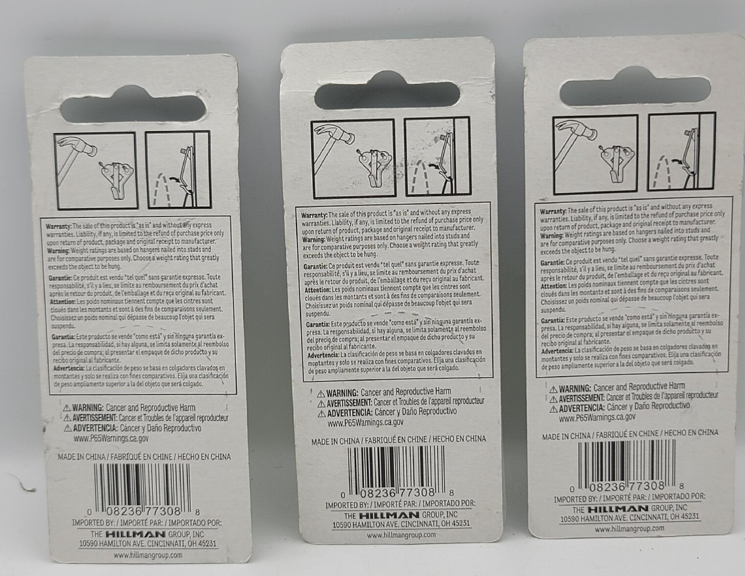 (3) Packs – Safety Picture Hangers 75lbs (34kg) Hillman 122390 NEW