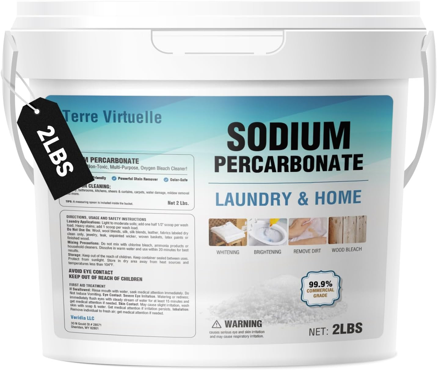 Sodium Percarbonate 2 lbs Oxygen Bleach Powder Laundry Booster Stain Remover Whi