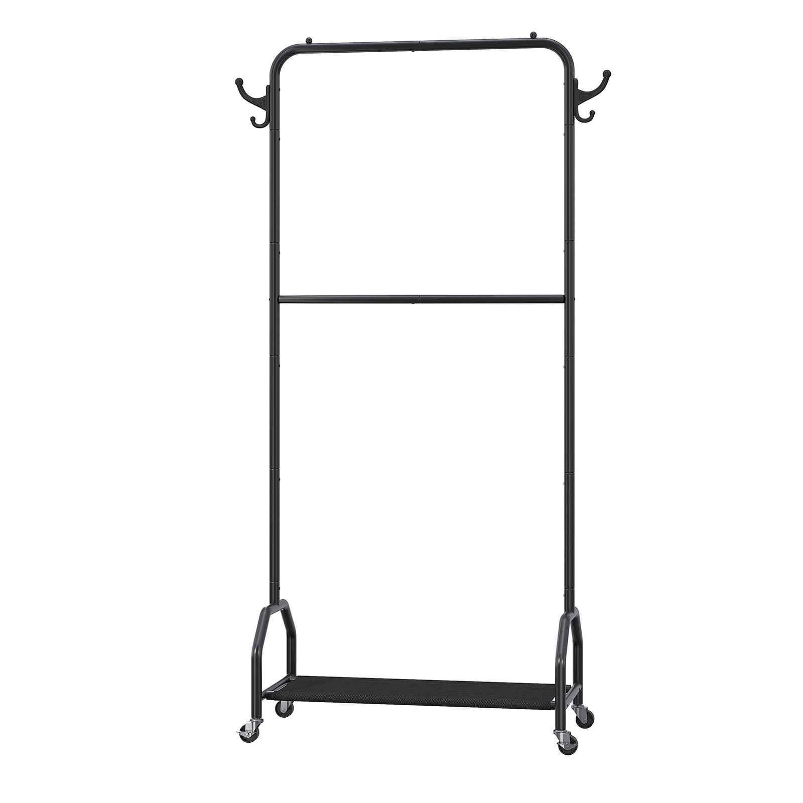 Double Rod Hanging Clothes Rack Oxford Cloth Bottom Shelf Shoe Organizer