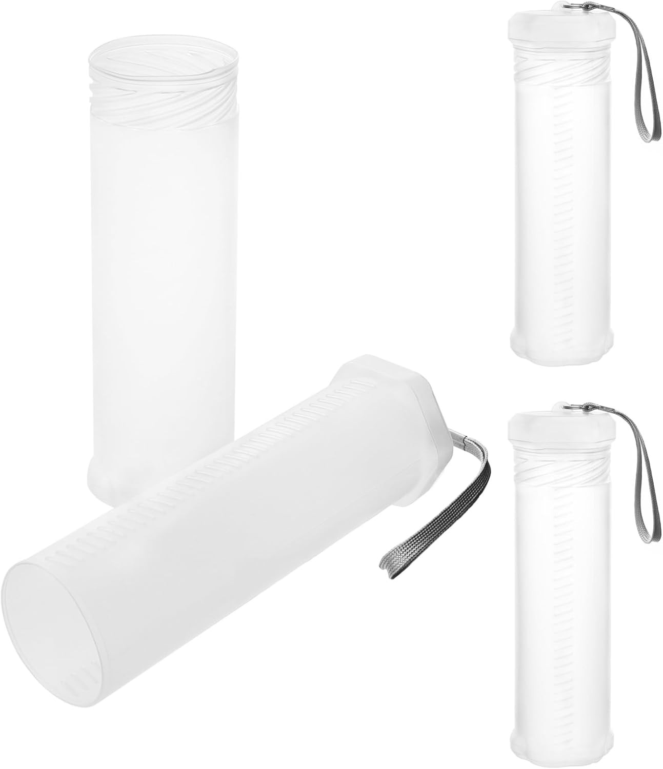 4-Pack Extendable Artist Storage Tubes 8.5–15in, 2.4in, Translucent Lanyard Case