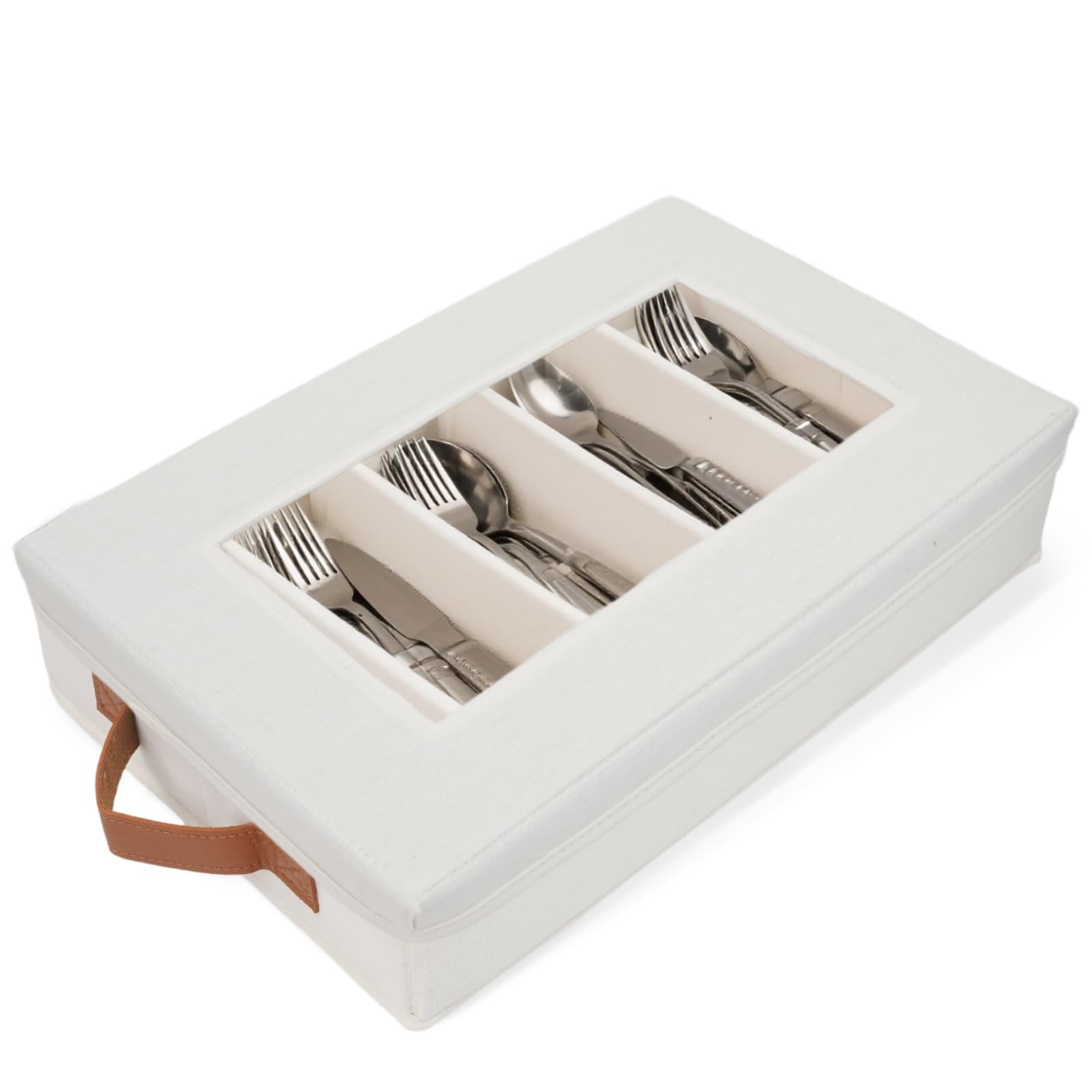 HOMELUX THEORY Flatware Storage Hard Shell China 14. Cutlery Storage, Ivory
