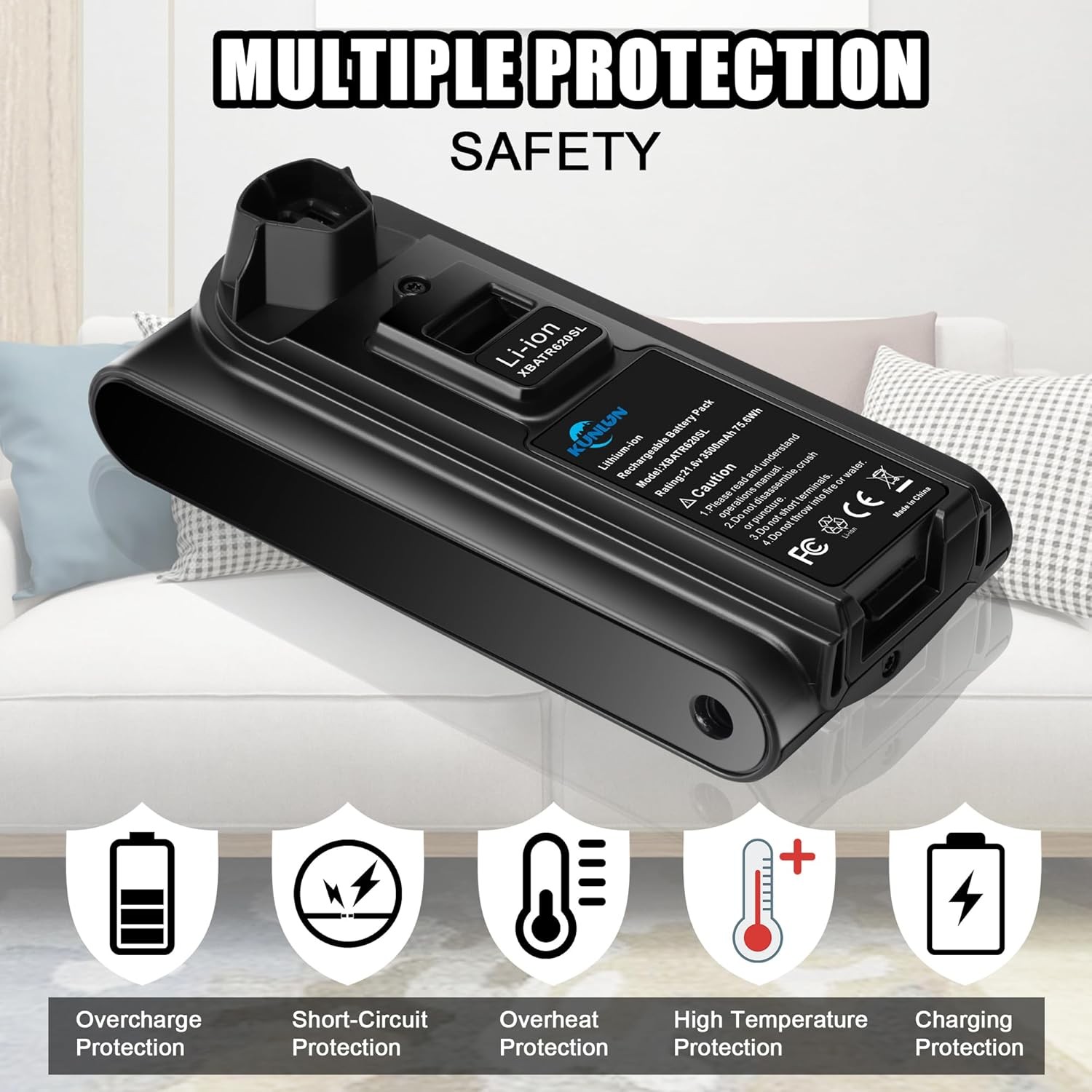 21.6V XBATR620SL Battery Compatible for Shark Stratos Vacuums IZ540H IZ562H