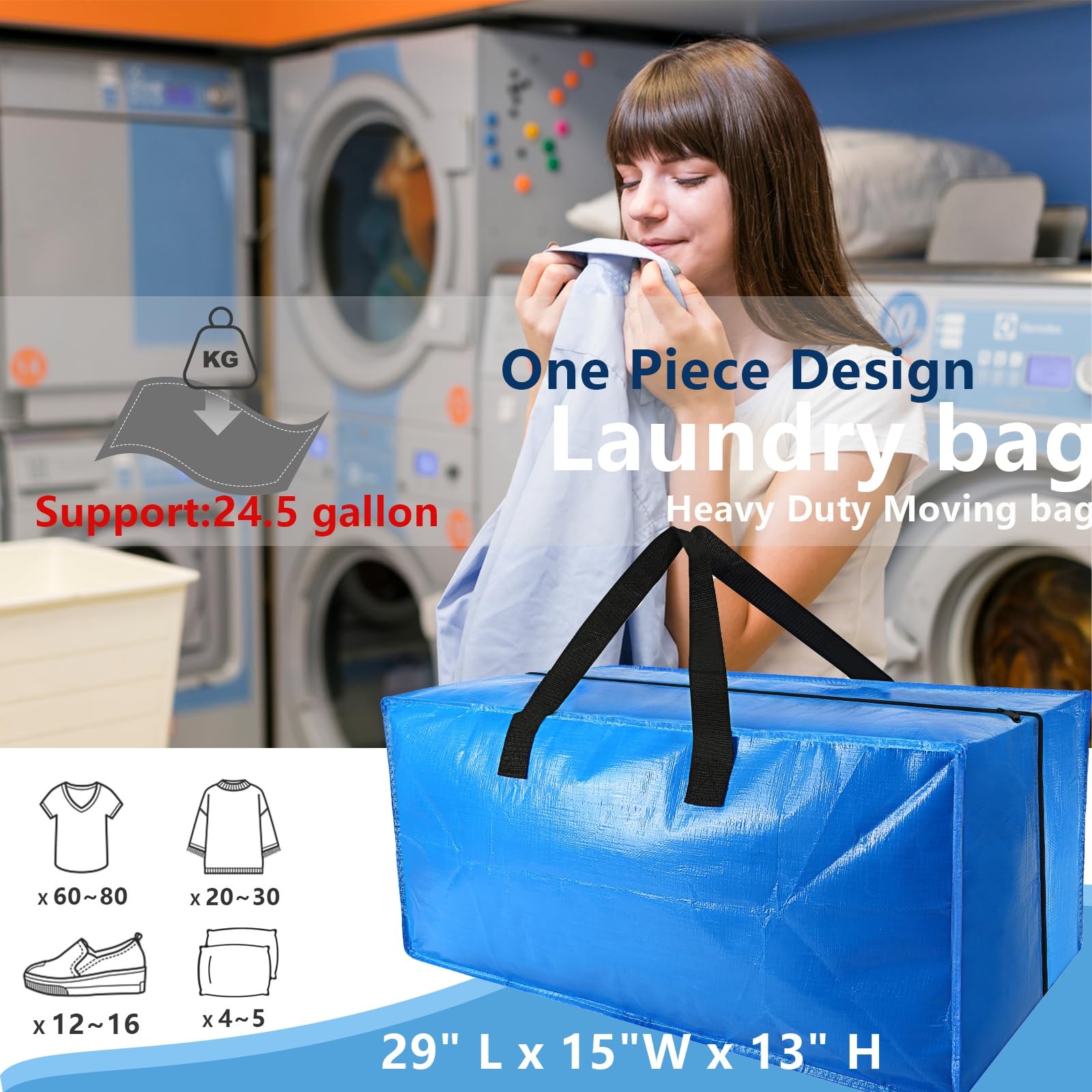 4 Pack Heavy Duty Extra Large Moving Bags Storage Tote Strong Handles& Backpack