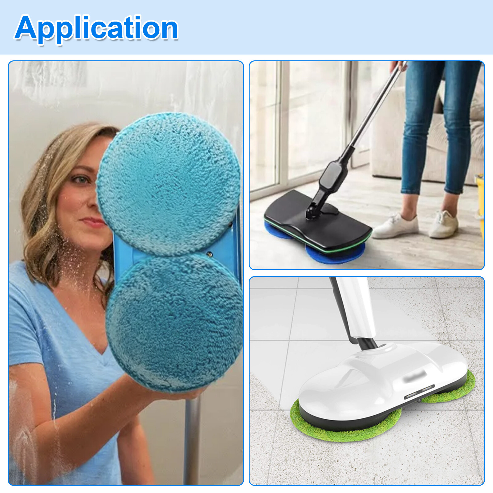 6 PCS Microfiber Mop Replacement Pads Reusable Cleaning Mat For Hardwood Floors
