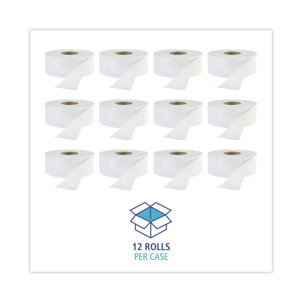 Boardwalk 6101 3-1/2″ x 2000′ JRT Jr. 1-Ply Bath Tissue – JBO, WT (12/CT) New
