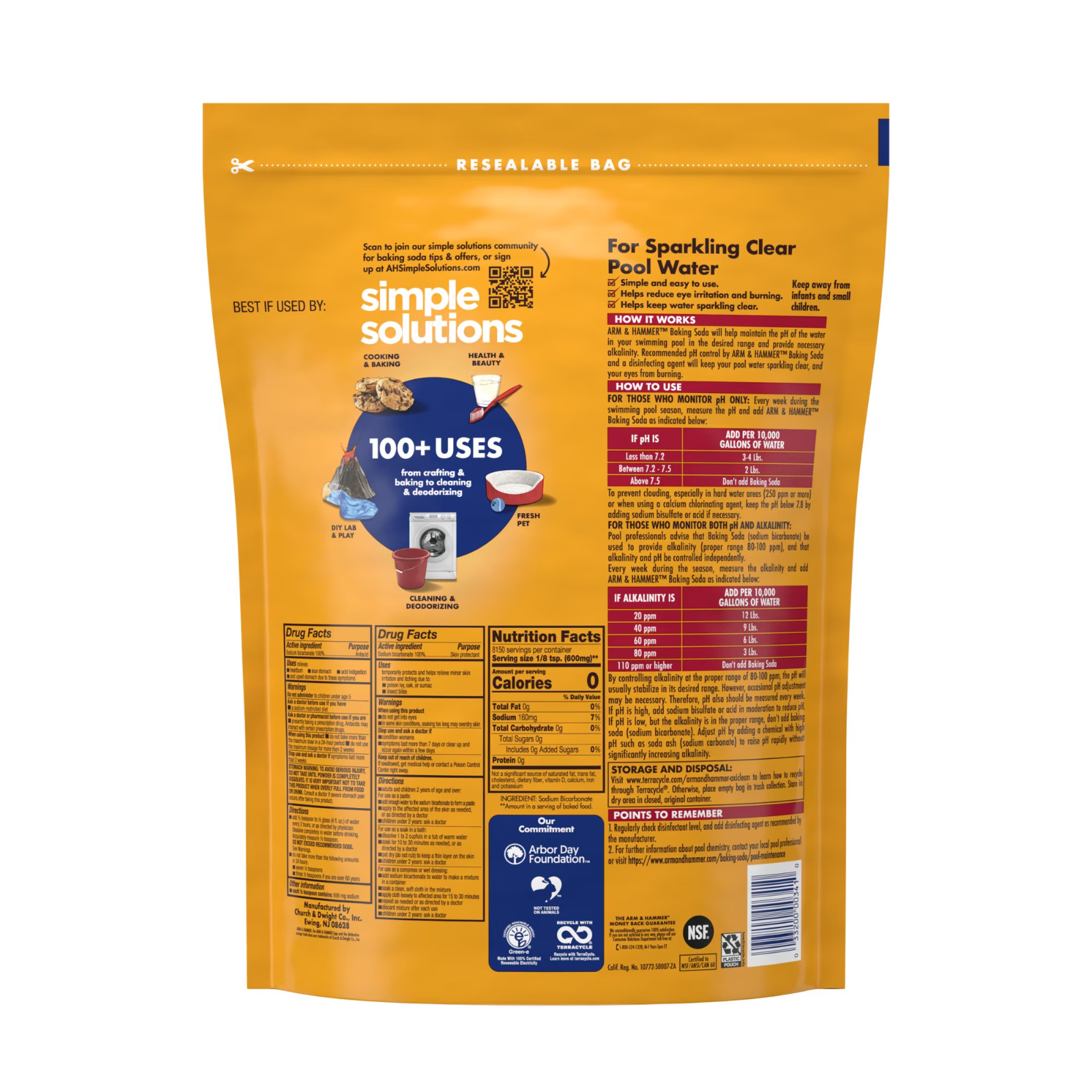 ARM & HAMMER Pure Multi-Purpose Baking Soda for Pool, Cleaning, and Deodorizing