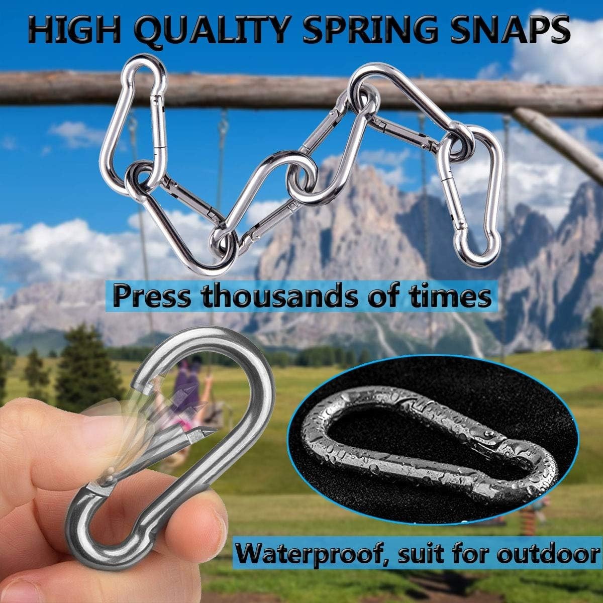 16-Pack Heavy Duty 304 Stainless Steel Spring Snap Hooks – Secure Outdoor Gear