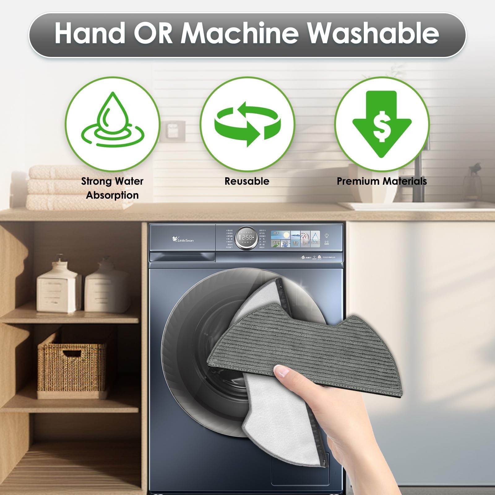 4 Pack Replacement Mop Pads for Shark Matrix Plus Robot Vacuum, Washable Cloths