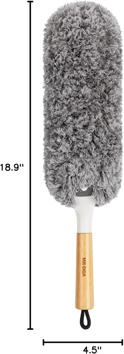 Lint Free Microfiber Duster, Washable and Reusable Duster with Bamboo Handle …