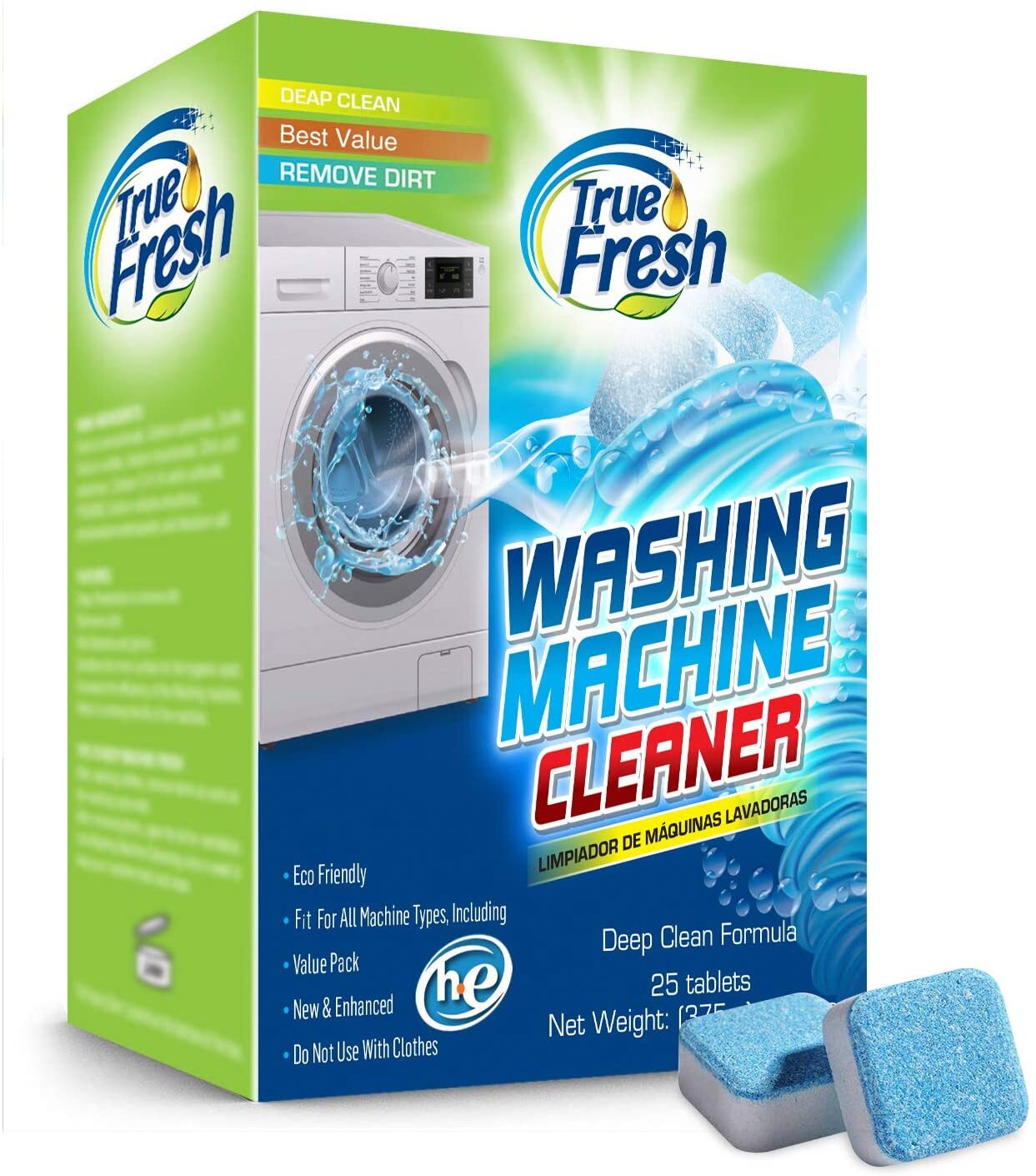 True Fresh Washing Machine Cleaning Tablets – 25 Solid Deep Cleaning Tablets
