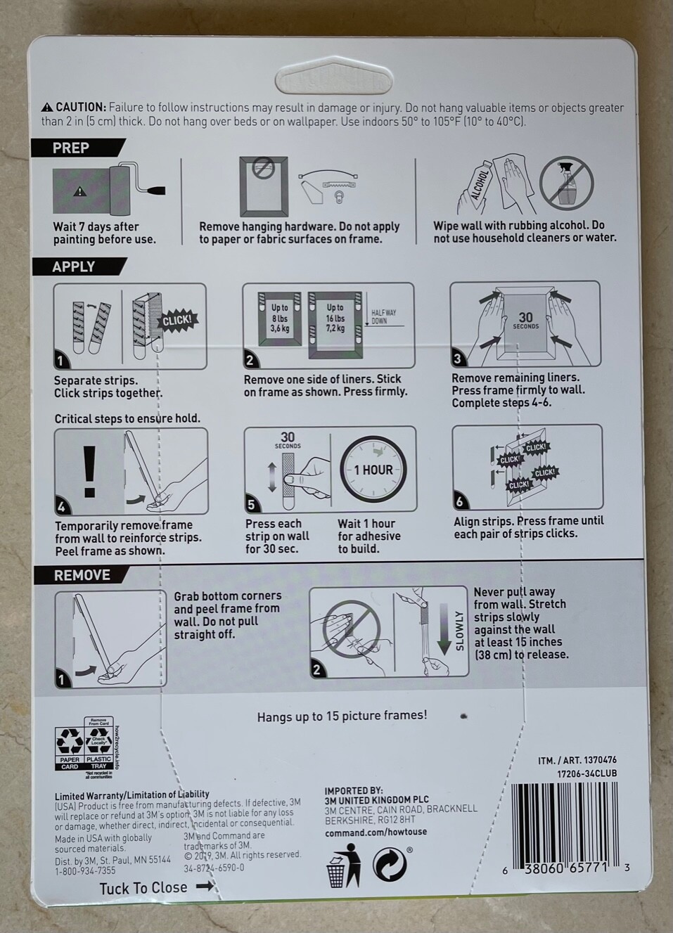 3M Command Picture Hanging Strips 34 Pairs 68 Large Strips Hold 16 lbs