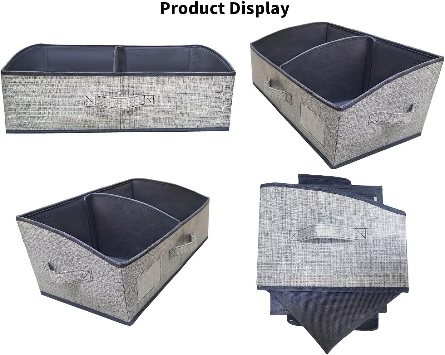 3 Pack Foldable Trapezoid Storage Bins for Clothes, Toys & More – Dark Grey