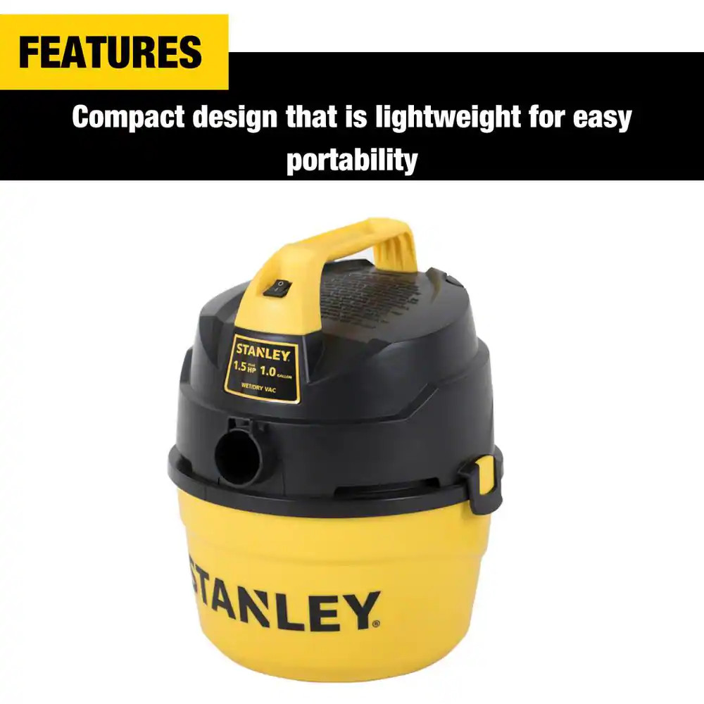 Durable 1 Gal. 1.5HP Portable Poly Wet and Dry Vacuum Cleaner Garages Workshops