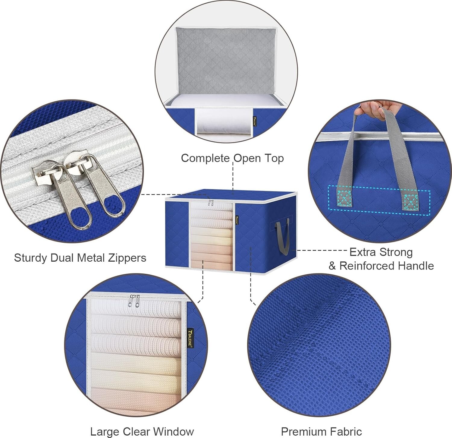 6 Pack Clothes Storage Bags, 24 Gallon Storage Containers with Reinforced Handl