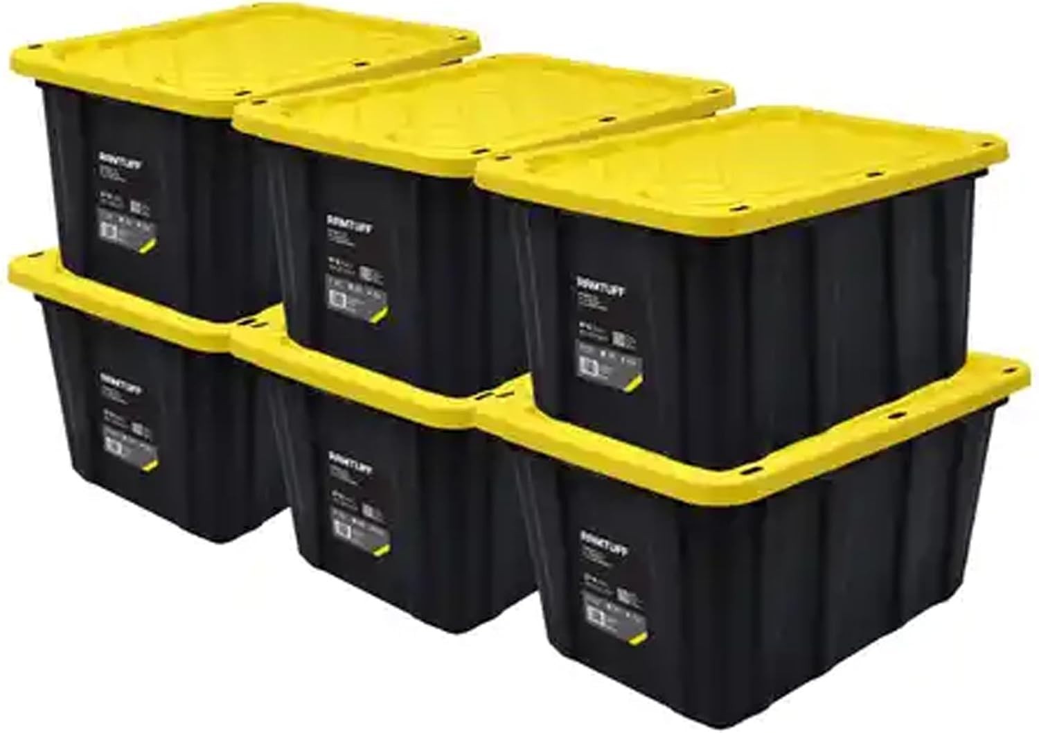 27 Gallon Heavy Duty Stackable Storage Containers with Snap-Tight Lid – 6-Pack