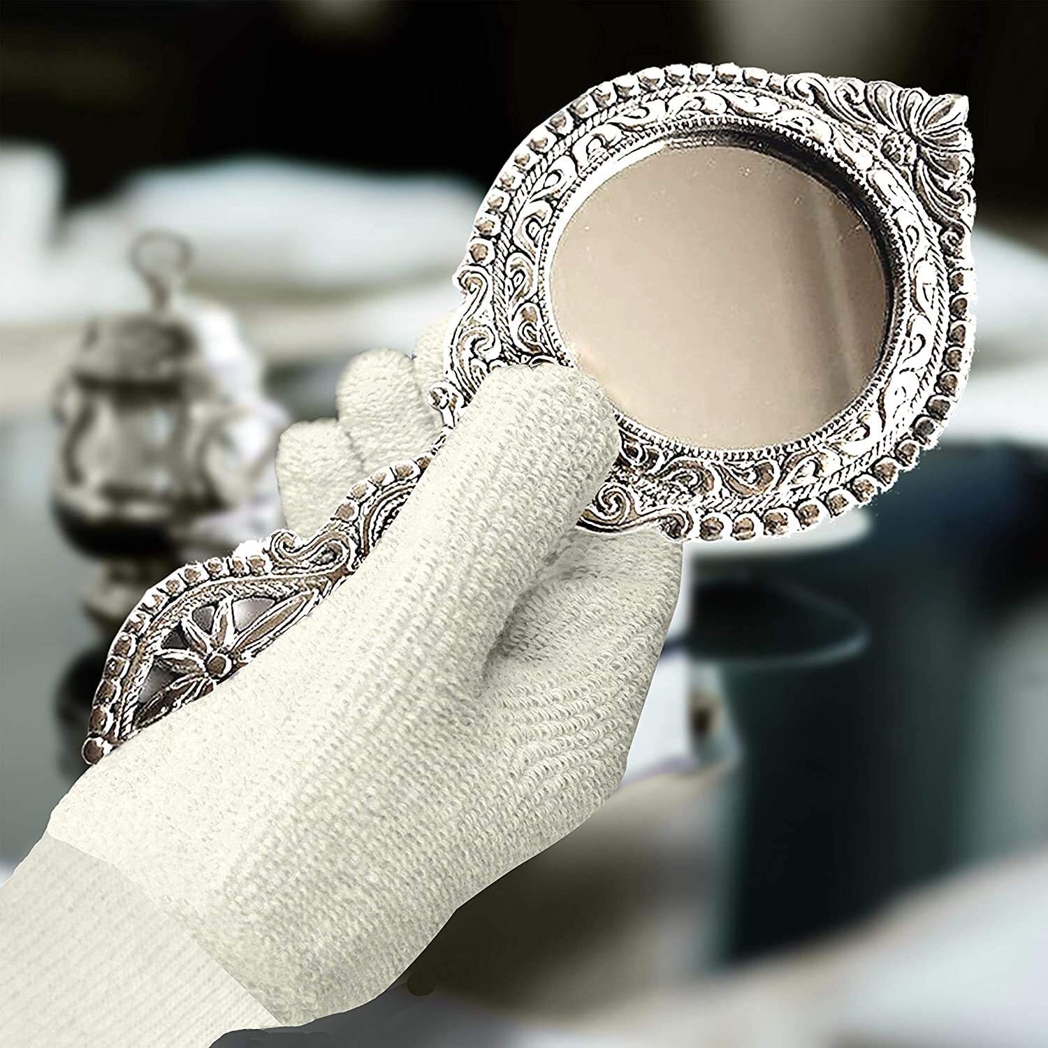EvridWear Sterling Silver Polishing Cleaning Gloves with Terry Loop Cloth