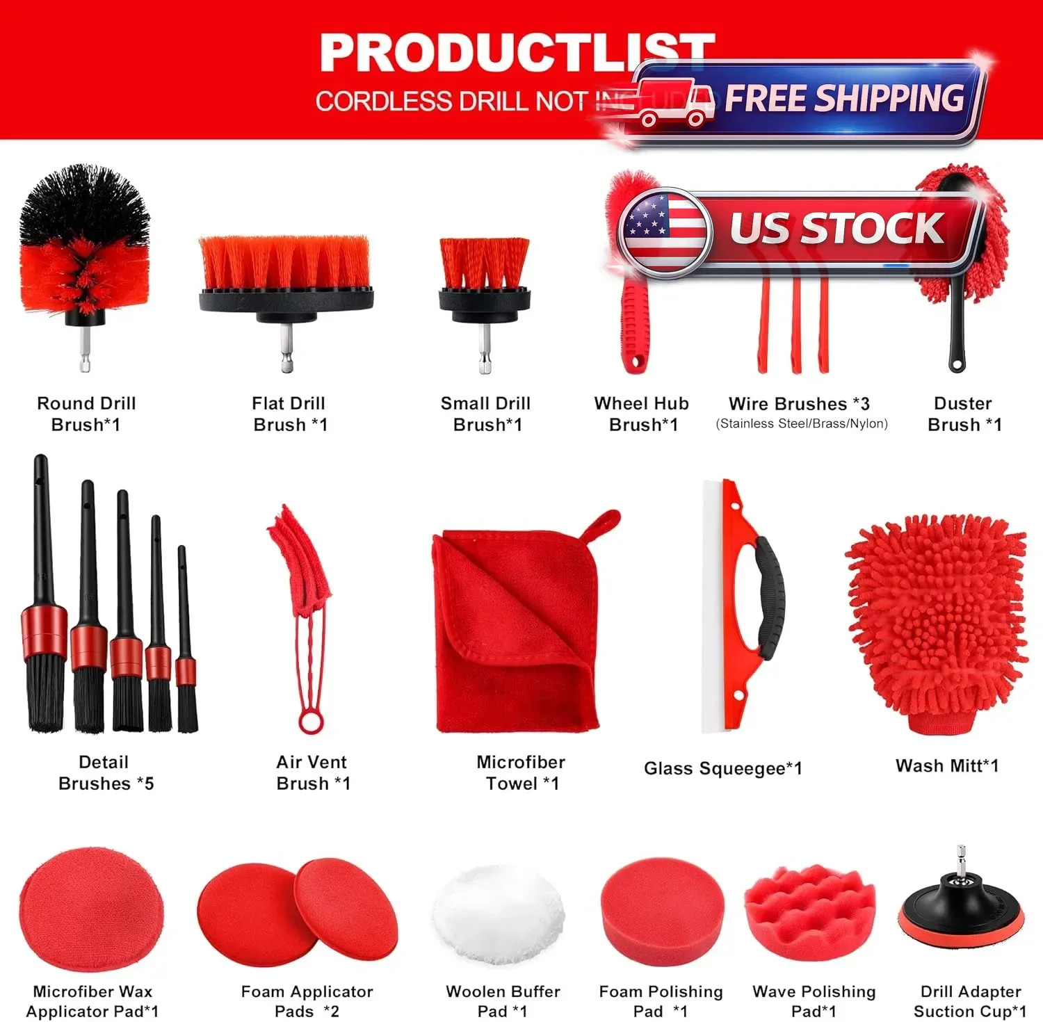 Car Detailing Kit Car Cleaning Tools Set Exterior Interior Wheels 20pcs