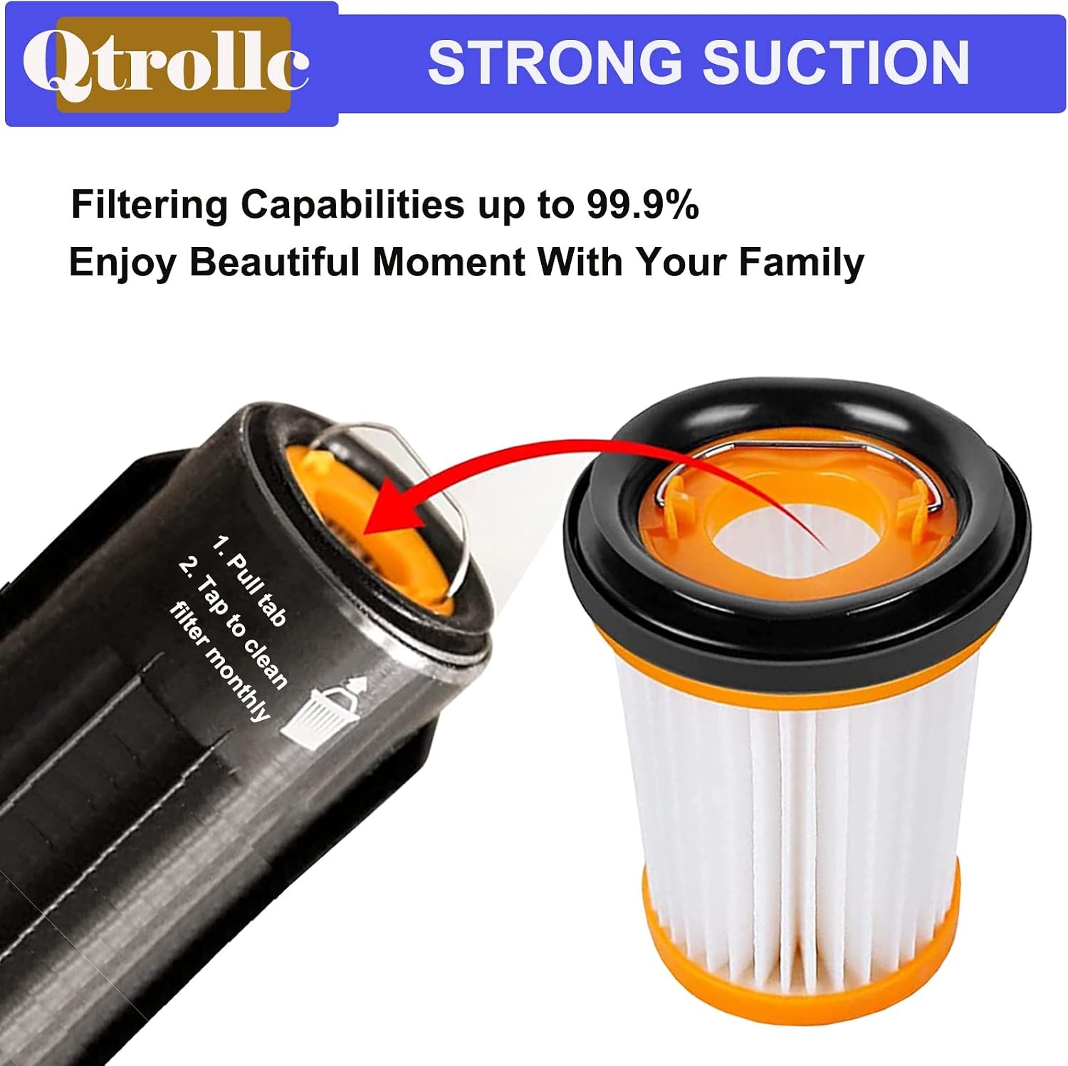 Wandvac Filter Replacement for Shark Cordless Handheld Vacuum WV200 WV201 WV205