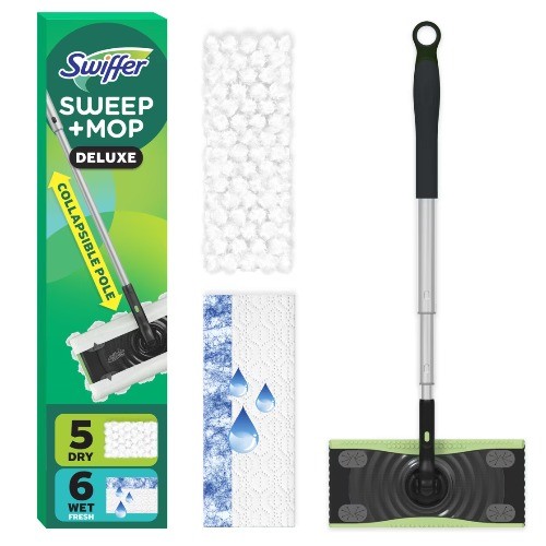 Swiffer Sweep and Mop Deluxe, 2-in-1 Floor Mopping and Sweeping Kit, 1 Device
