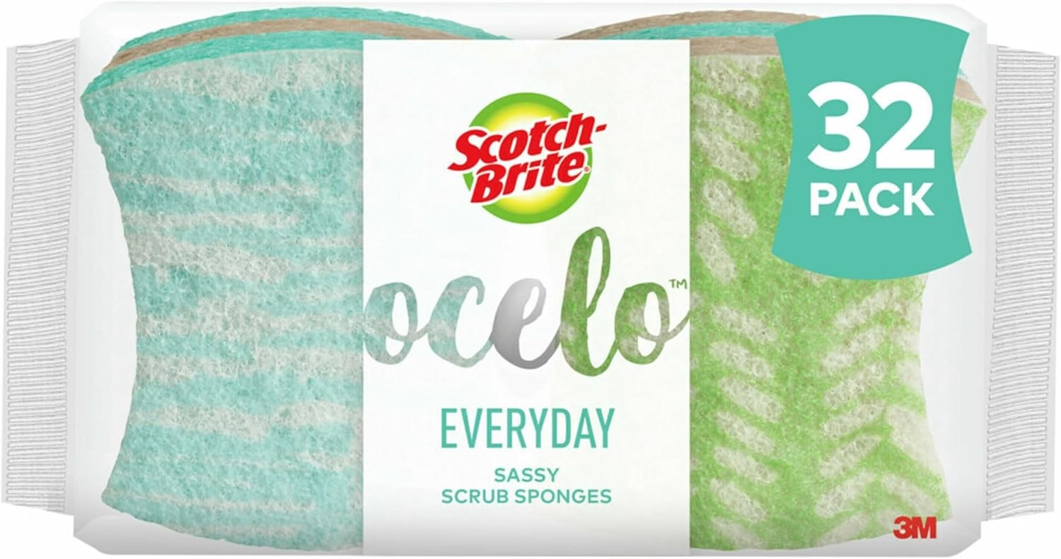 Scotch-Brite Ocelo 32ct Non-Scratch Scrub Sponges – Safe for Nonstick Kitchen