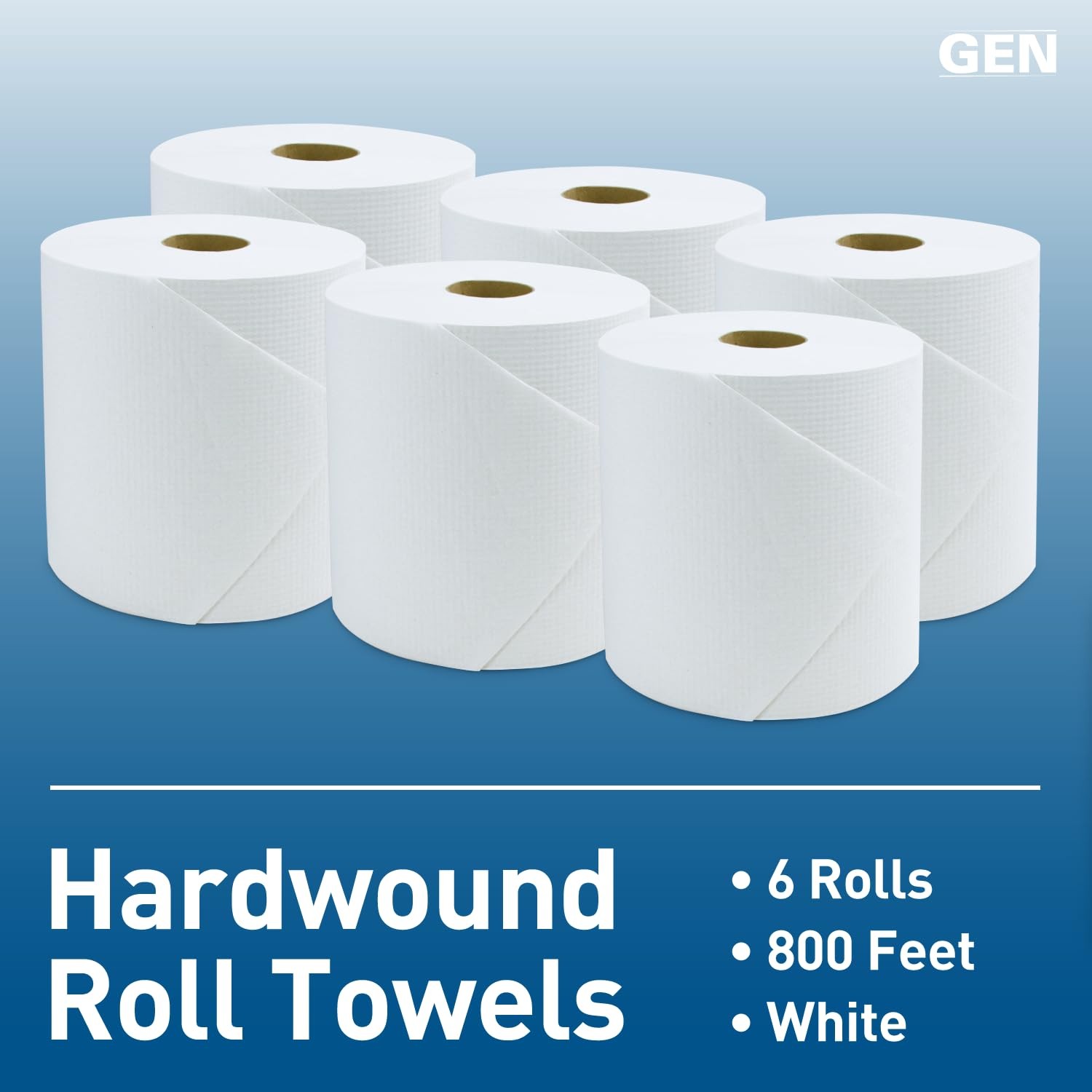Hardwound Roll Towels White, 8Inch x 800 ft, 6 Rolls/Carto