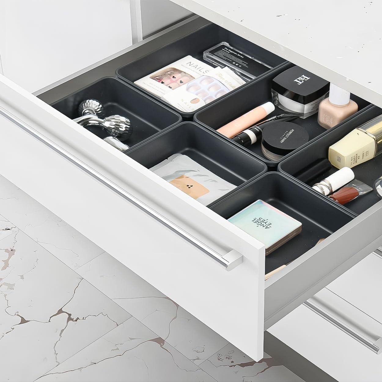 6 Pack Large Plastic Drawer Organizer Trays for Makeup Vanity Kitchen Bath